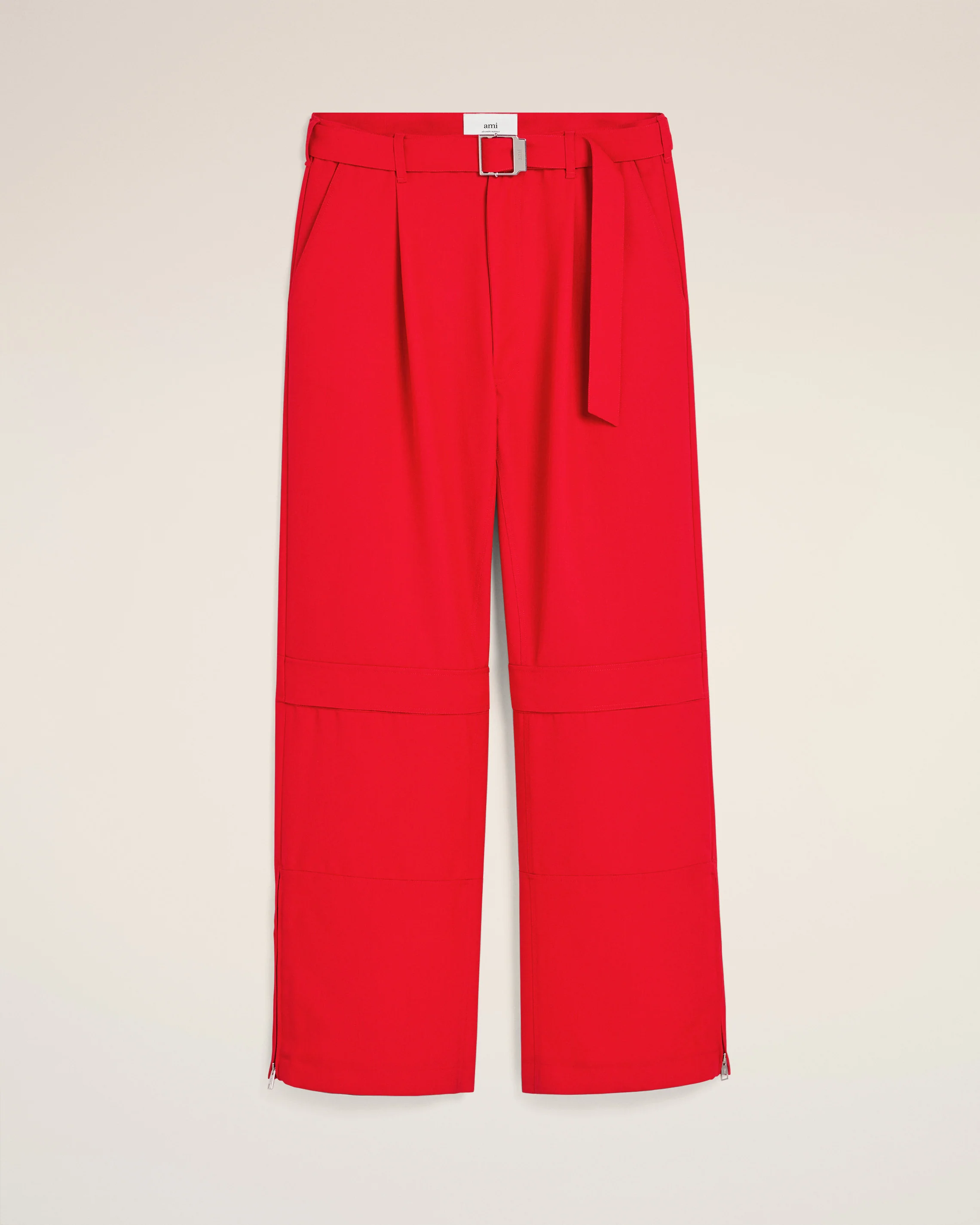 Red Wool Cargo Trousers