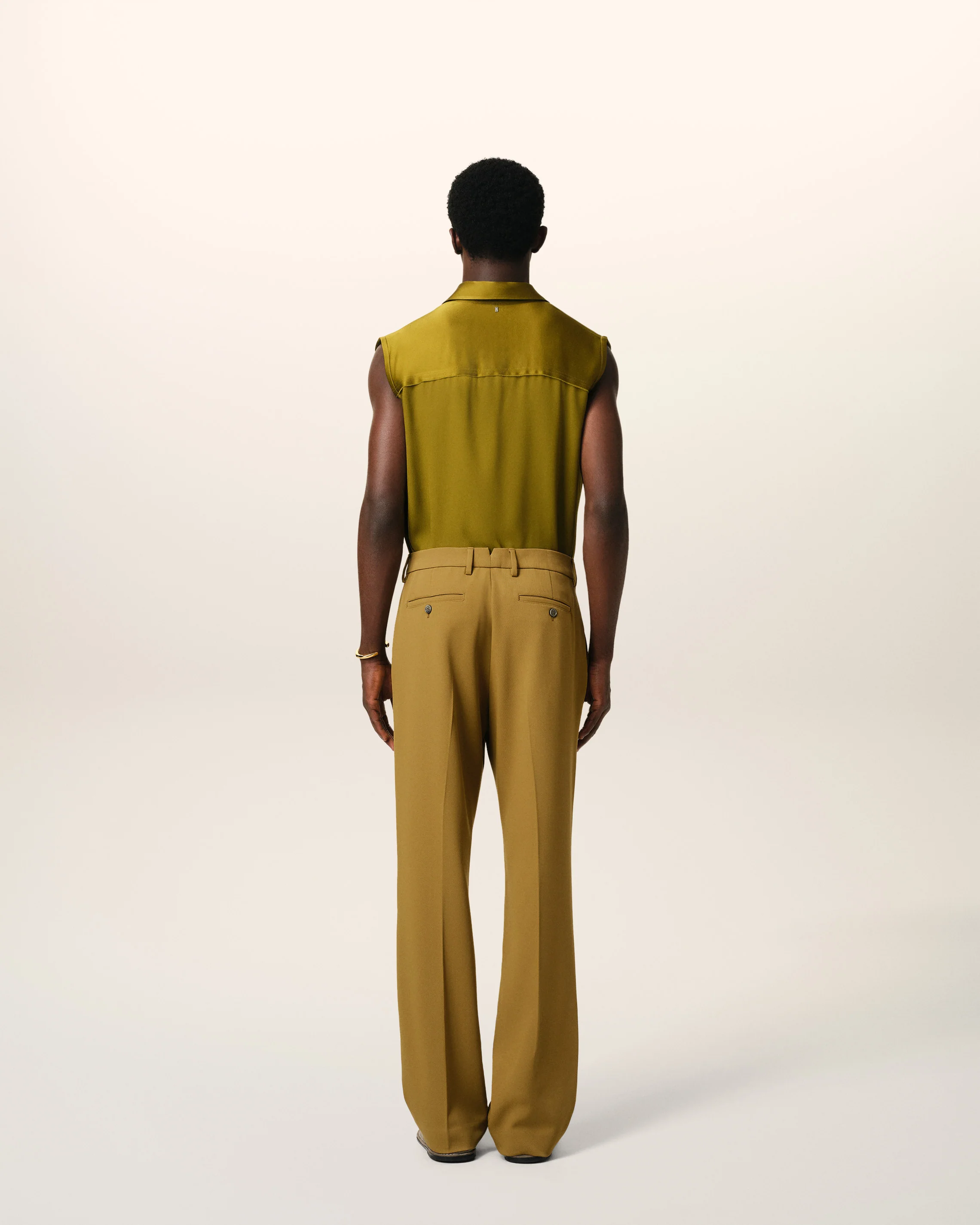 Mustard Wool Straight Fit Trousers