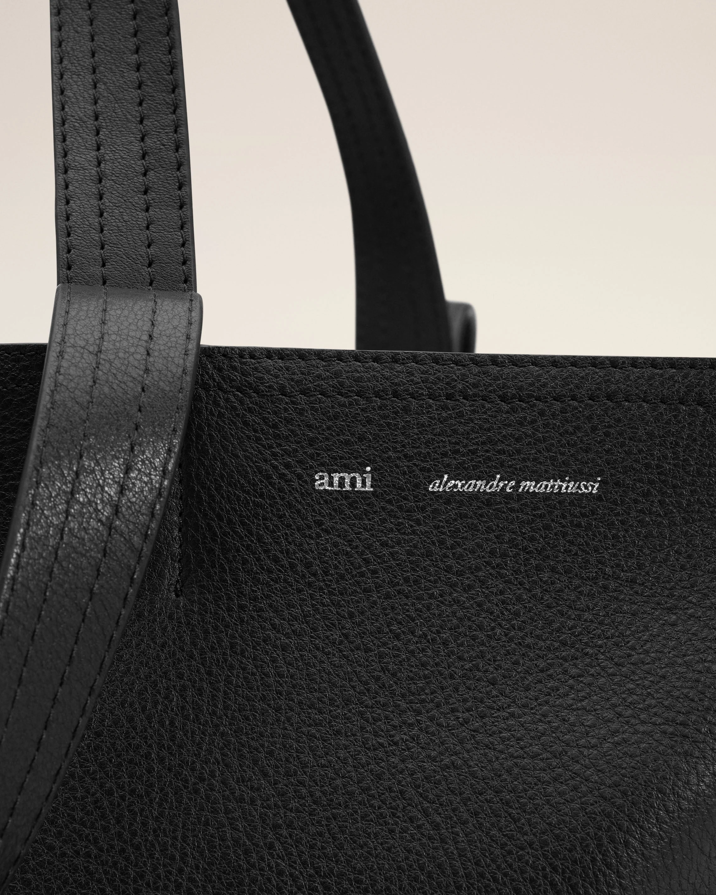Black Leather Midi Tote Bag