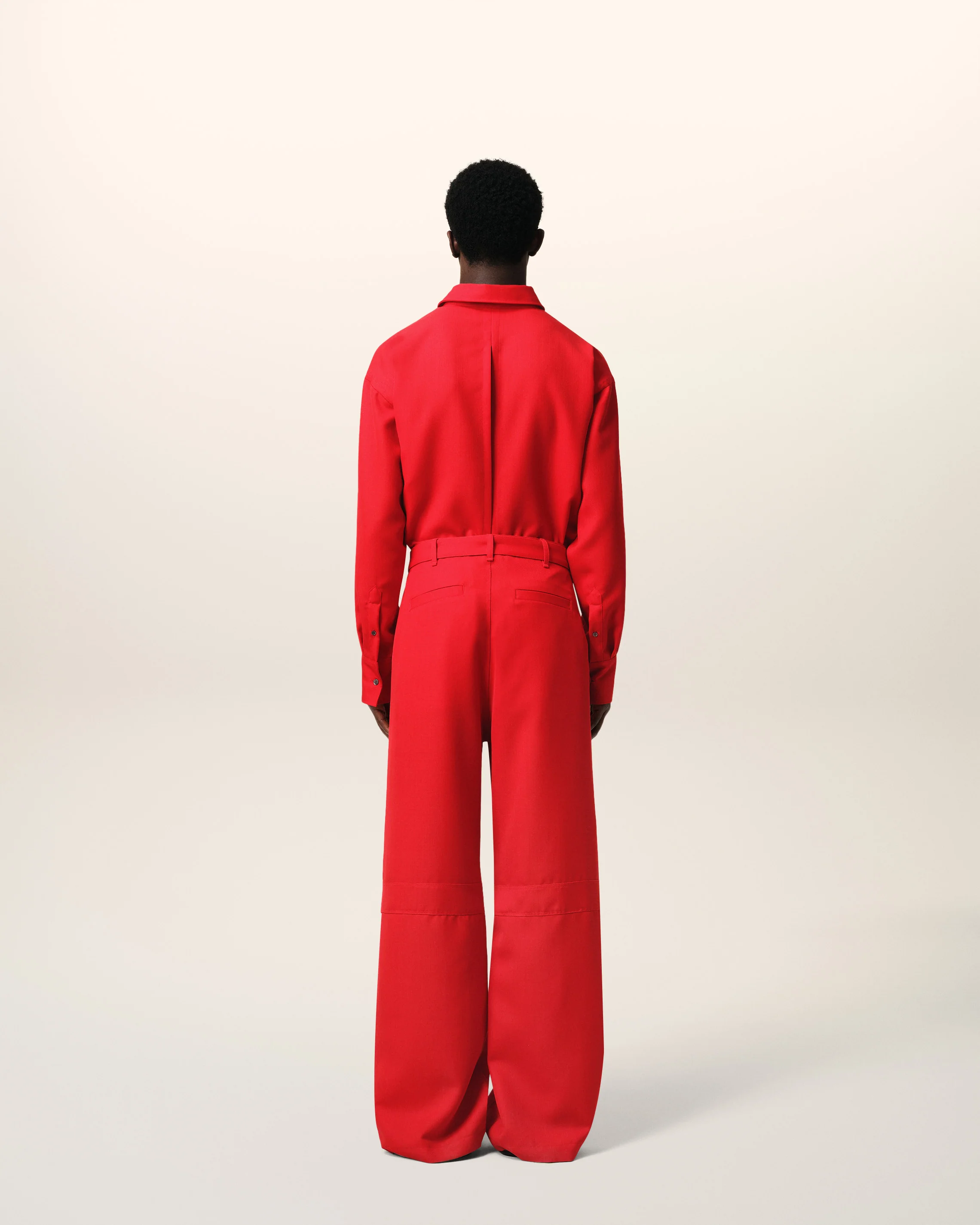 Red Wool Cargo Trousers
