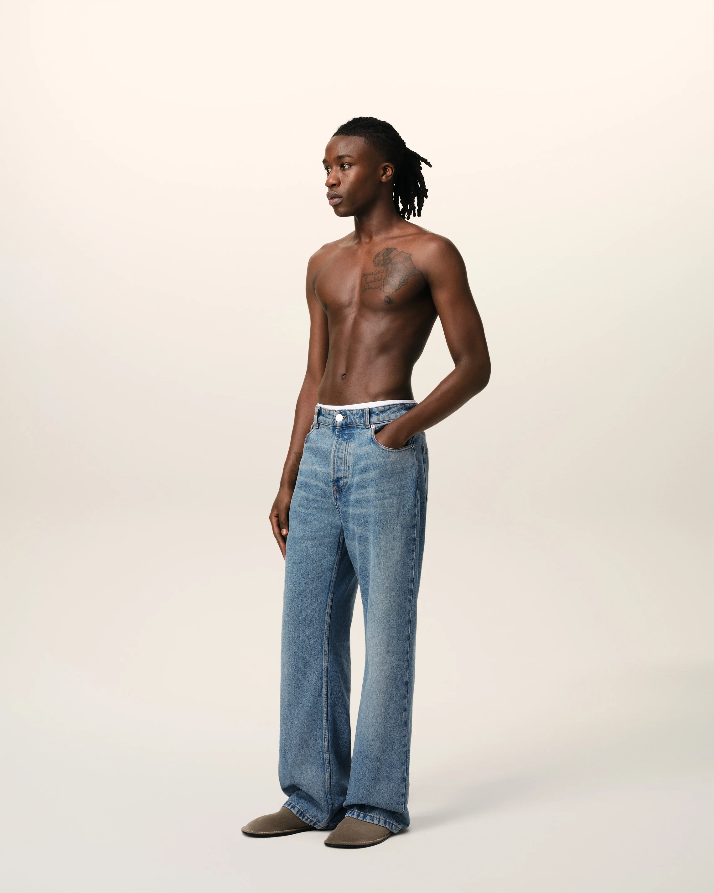 Blue Cotton Large Fit Jeans