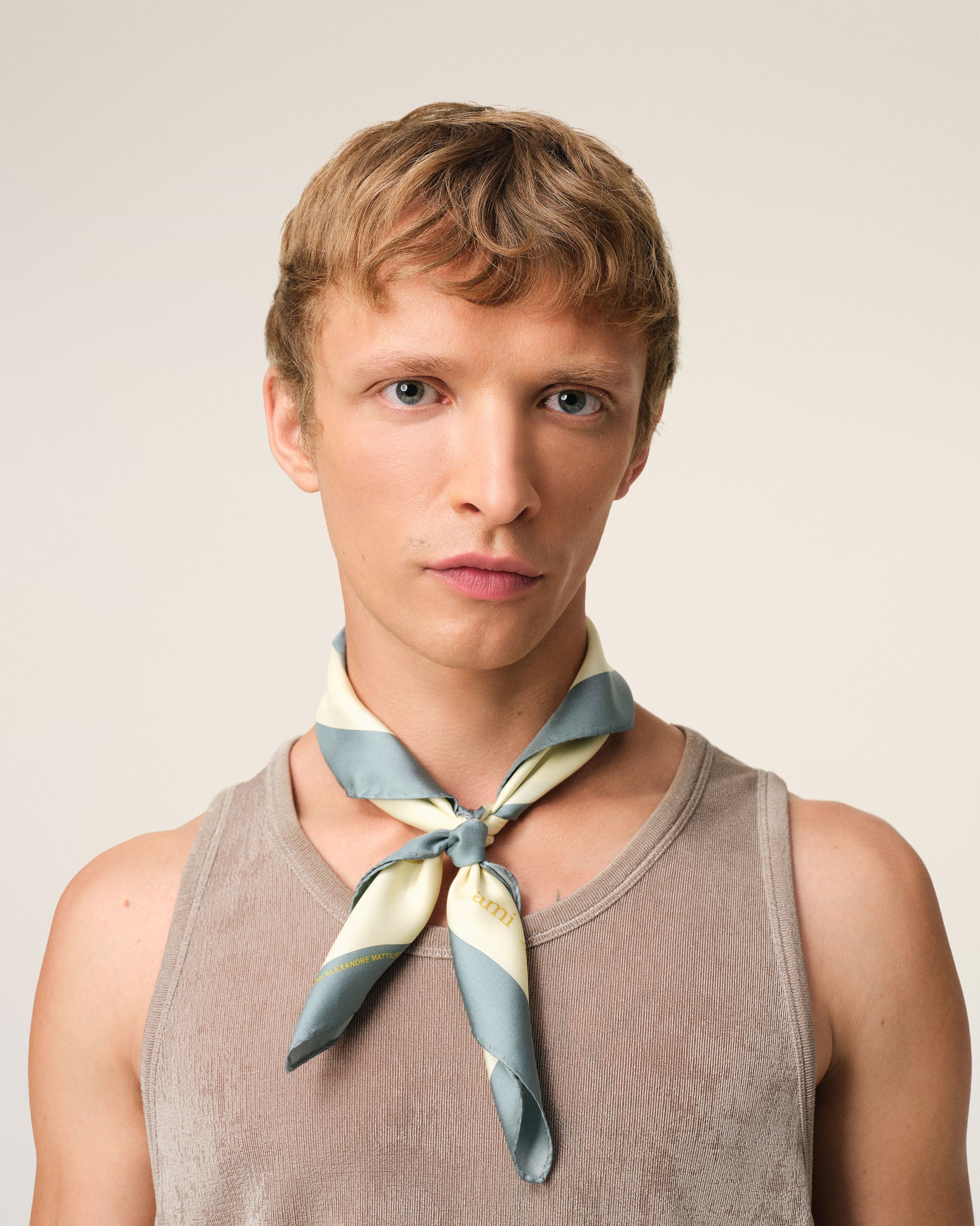 Tricolor Blue Silk Bandana