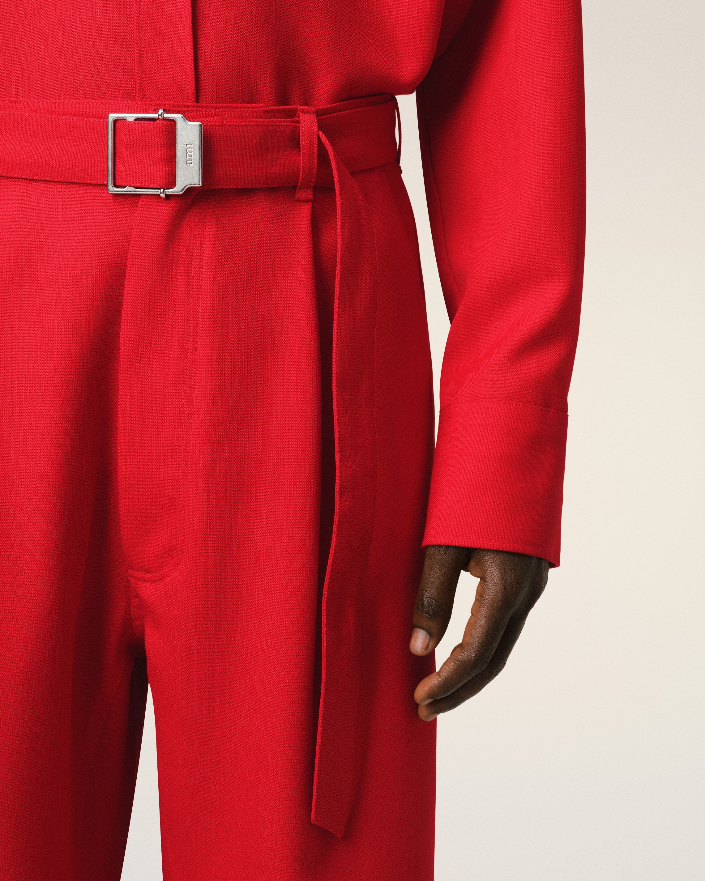 Red Wool Cargo Trousers