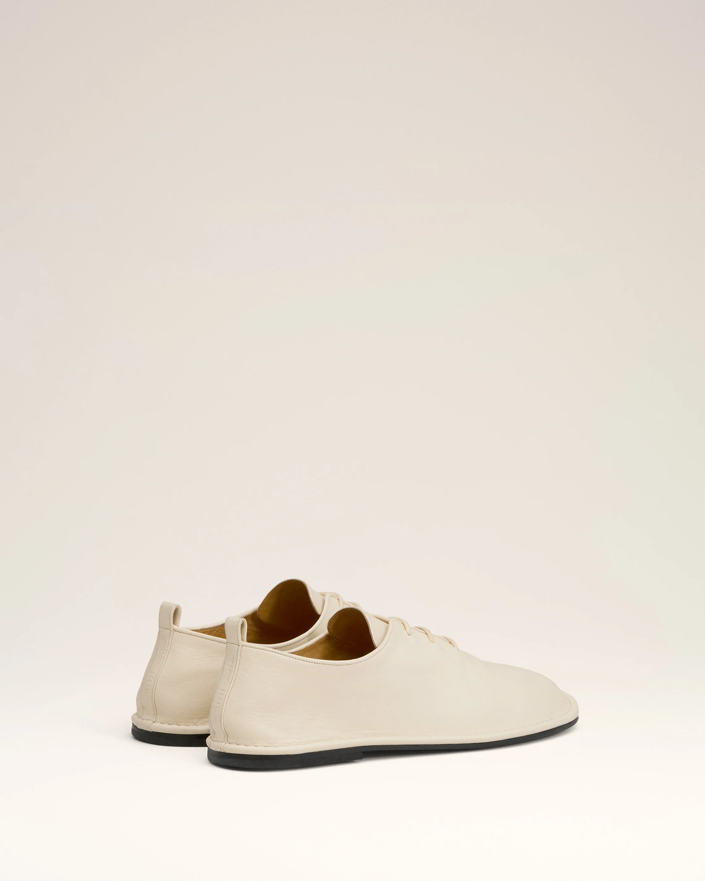 Beige Leather One Cut Shoes