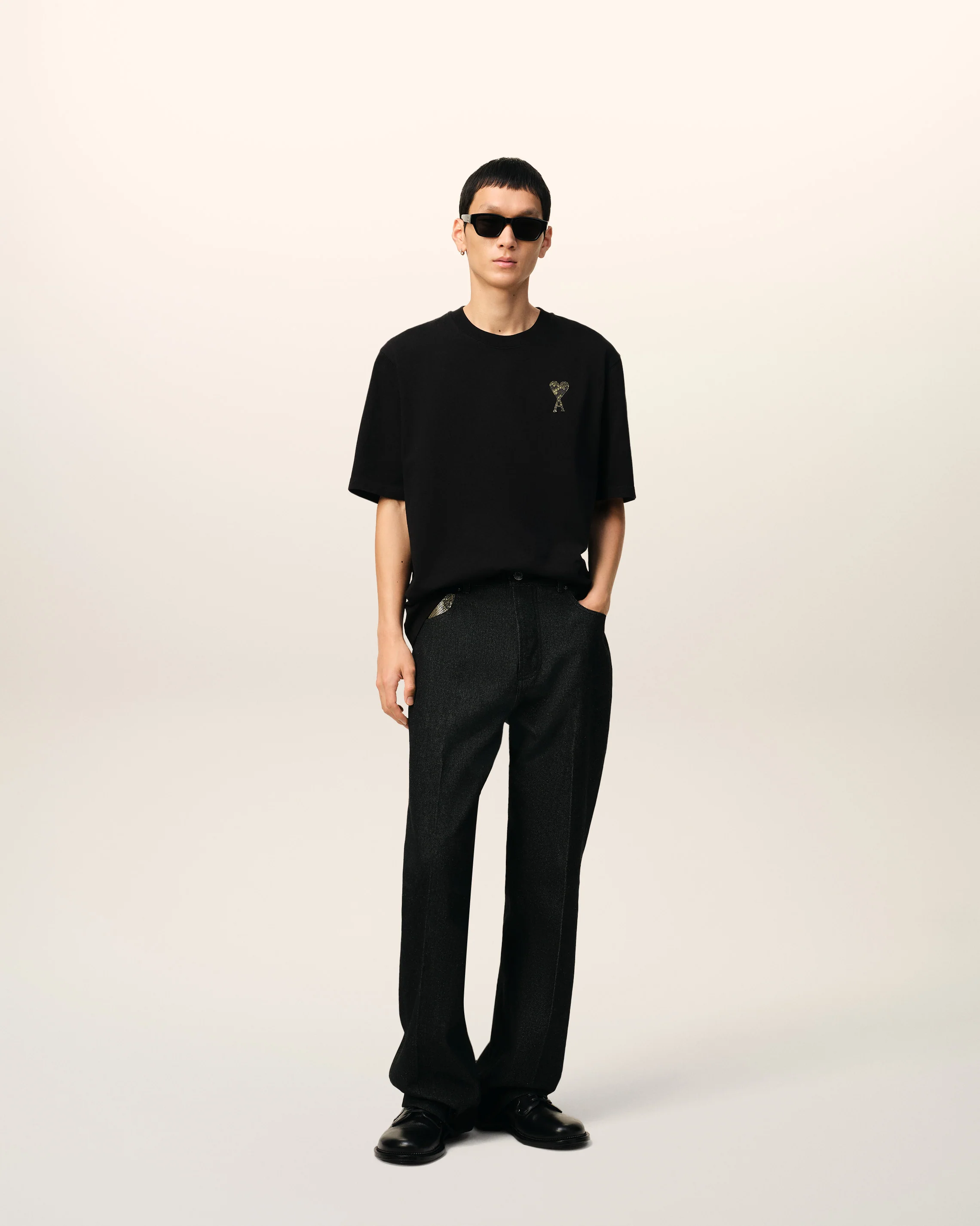 Black Cotton Large Fit Jeans