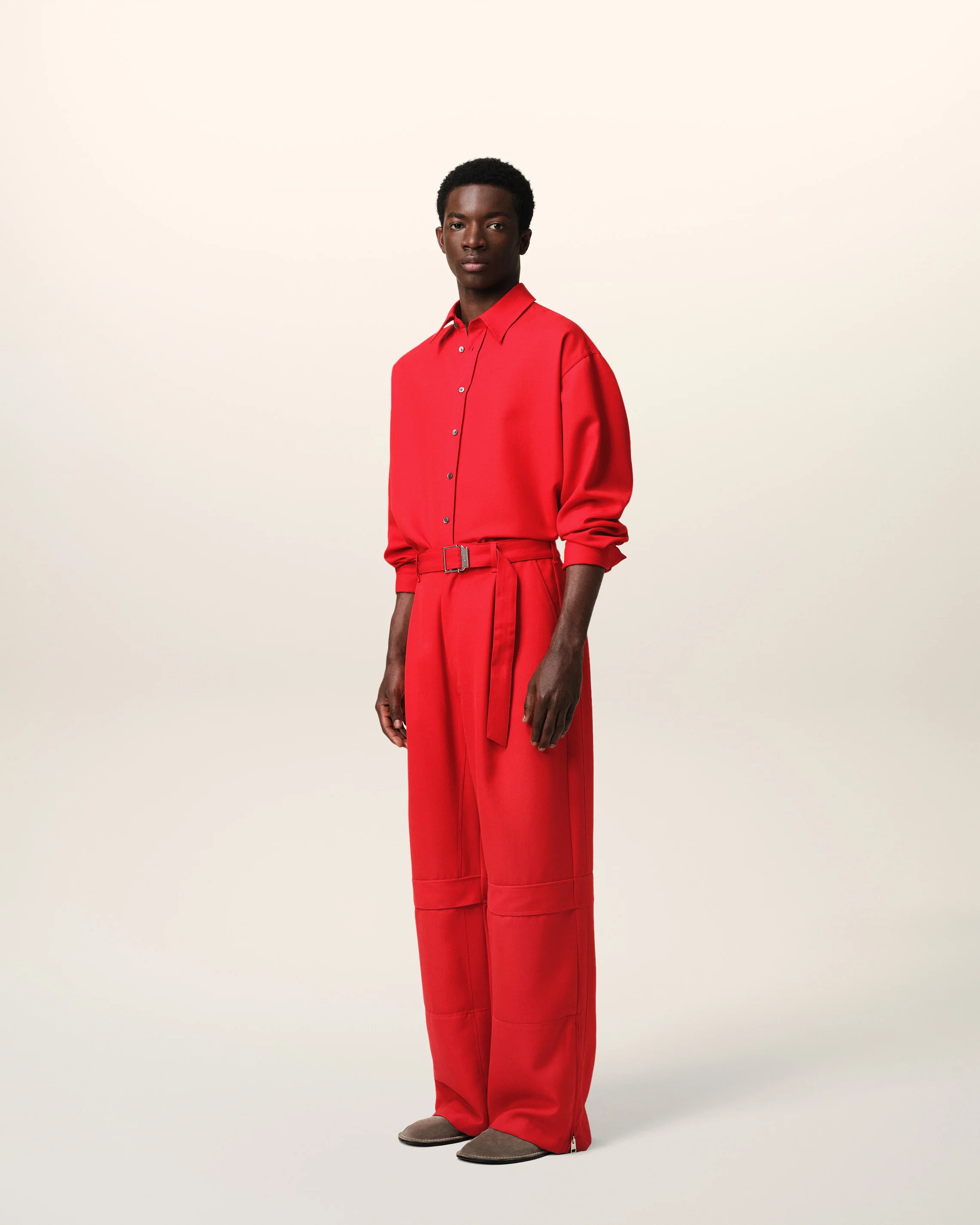 Red Wool Cargo Trousers