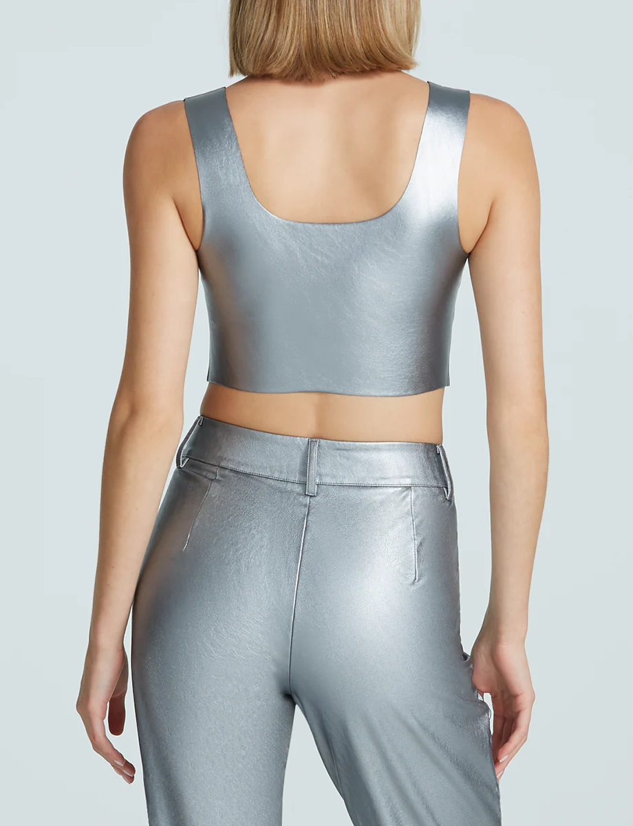 Faux Leather Squareneck Crop Top