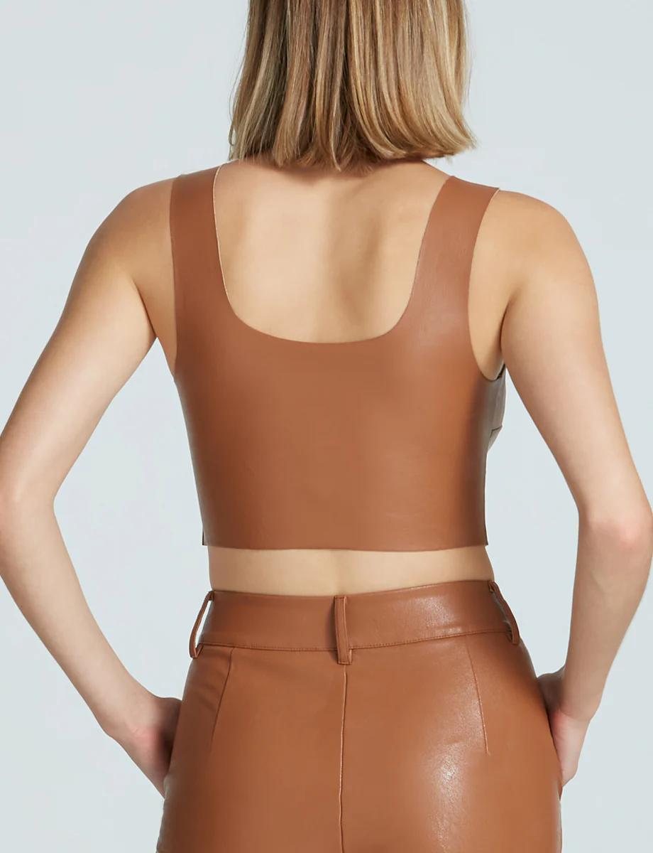 Faux Leather Squareneck Crop Top