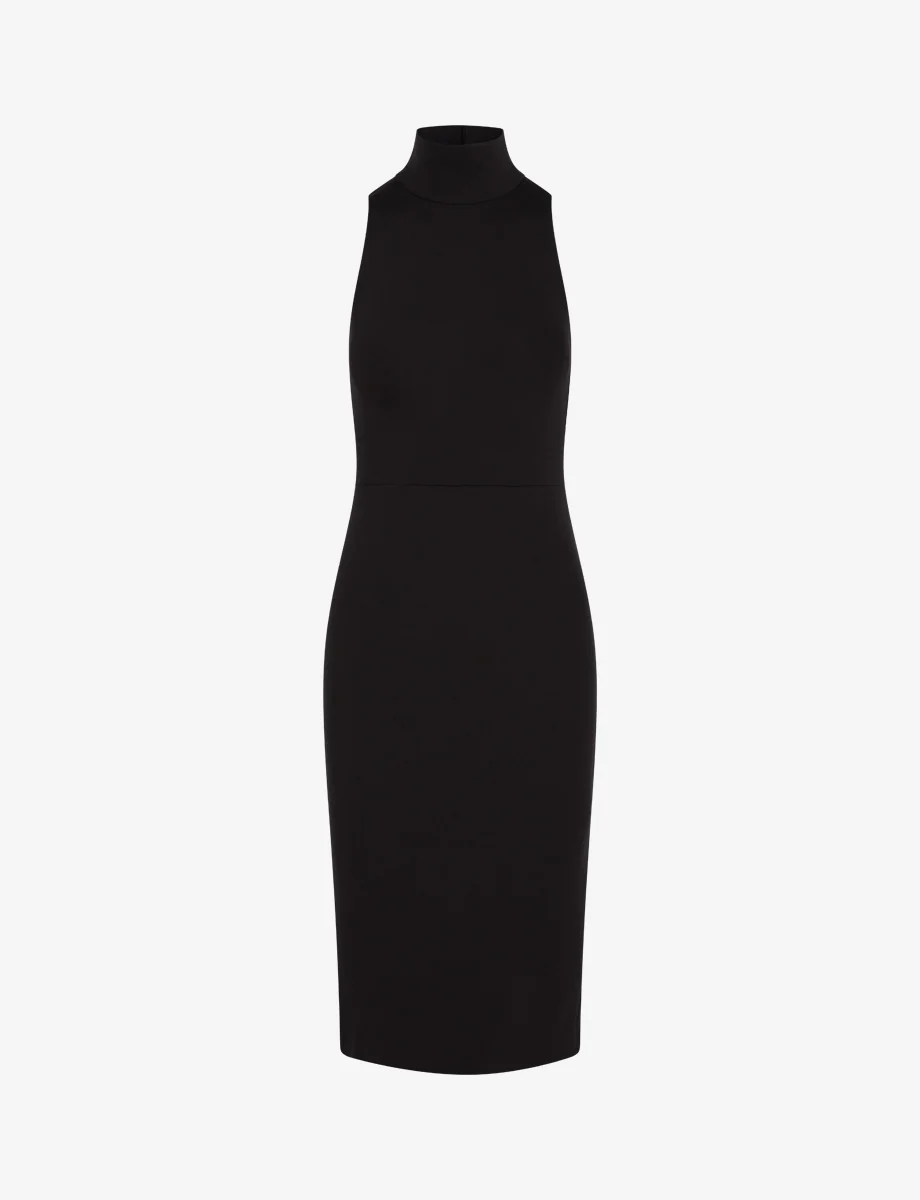 Neoprene Turtleneck Midi Dress