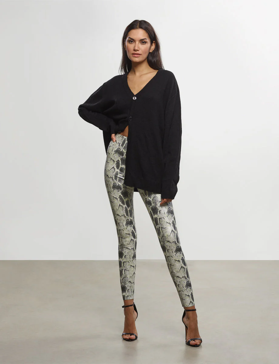 Faux Leather Animal Legging