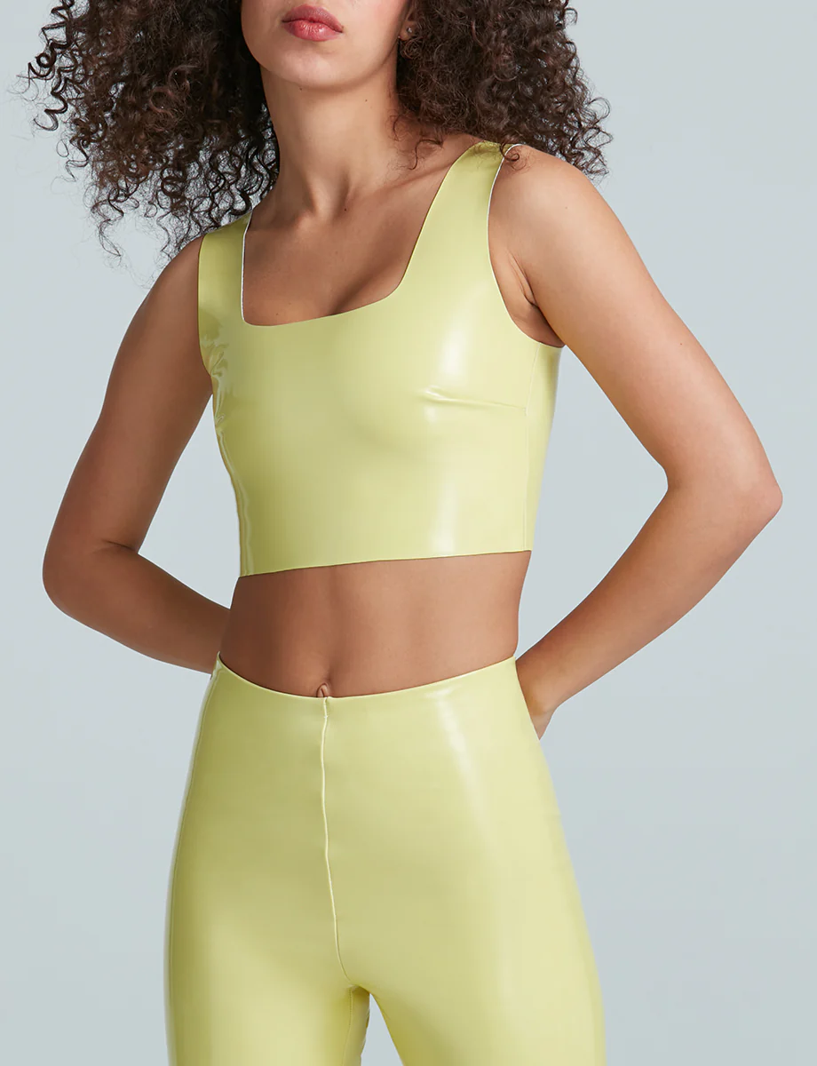 Faux Patent Leather Crop Top