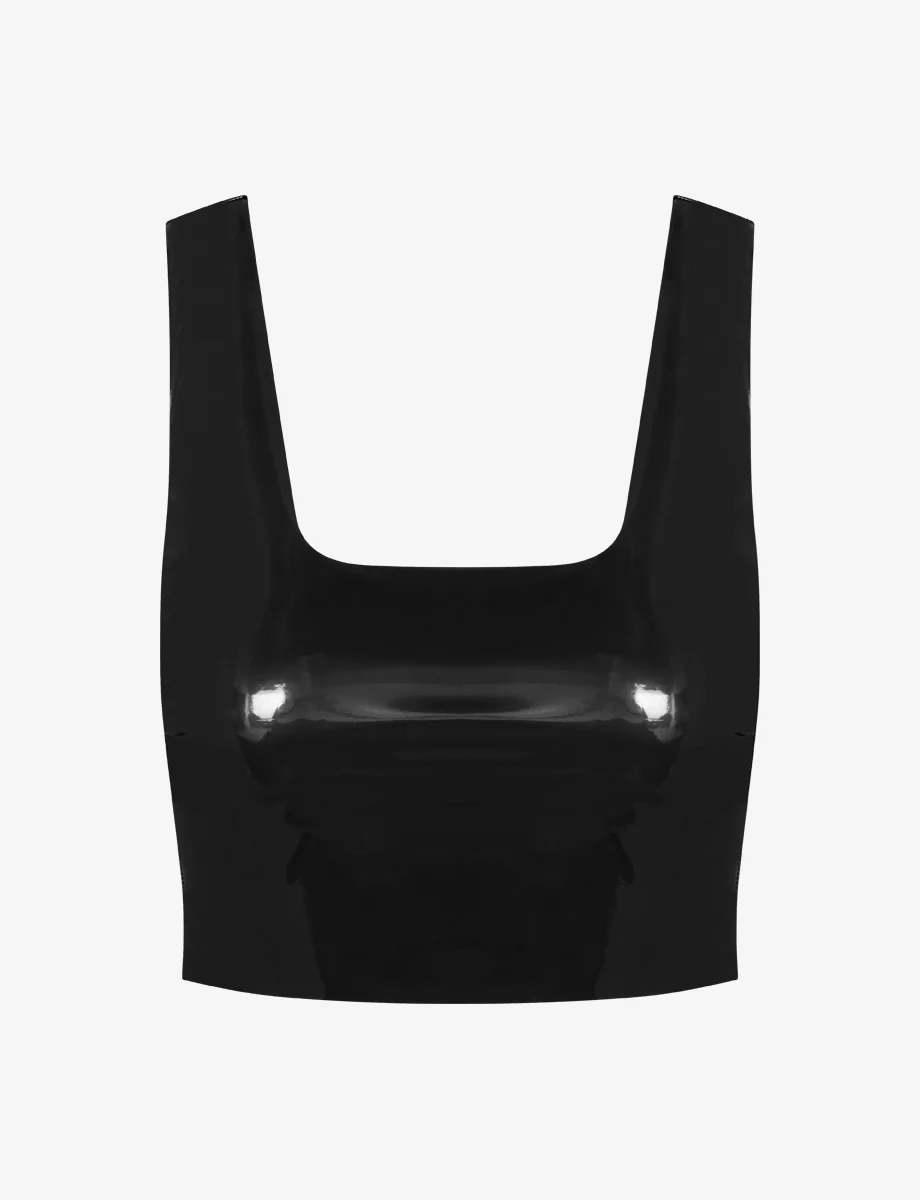 Faux Patent Leather Crop Top