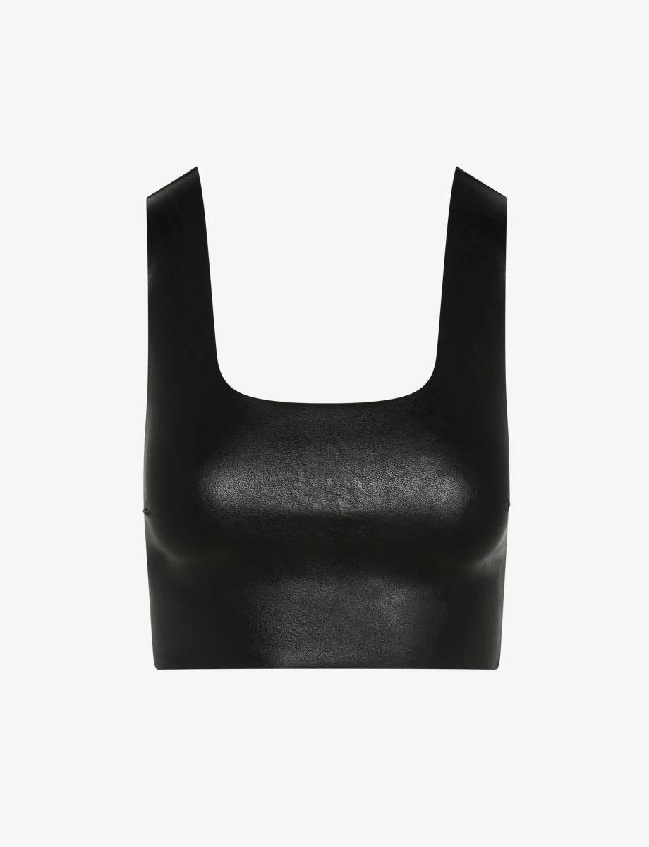 Faux Leather Squareneck Crop Top