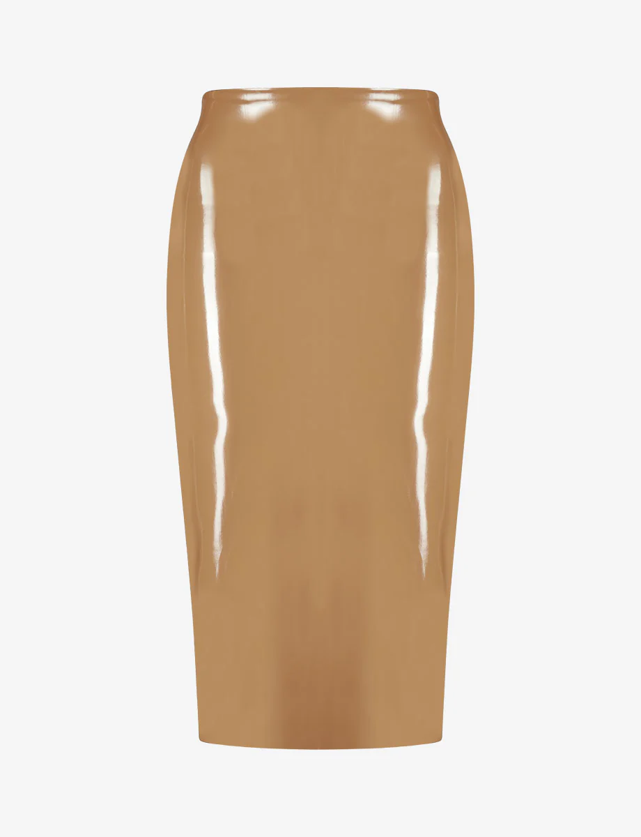 Faux Patent Leather Midi Skirt