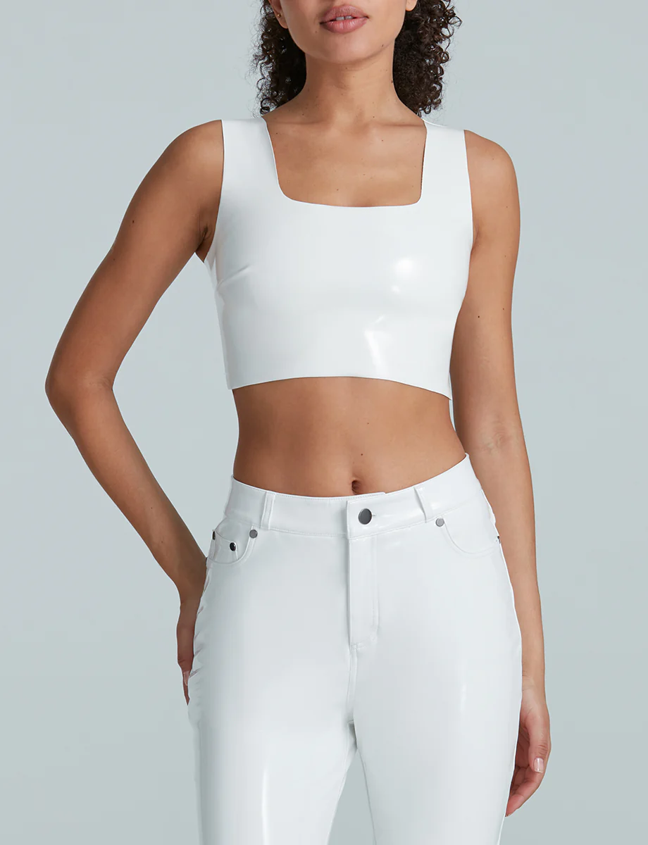Faux Patent Leather Crop Top