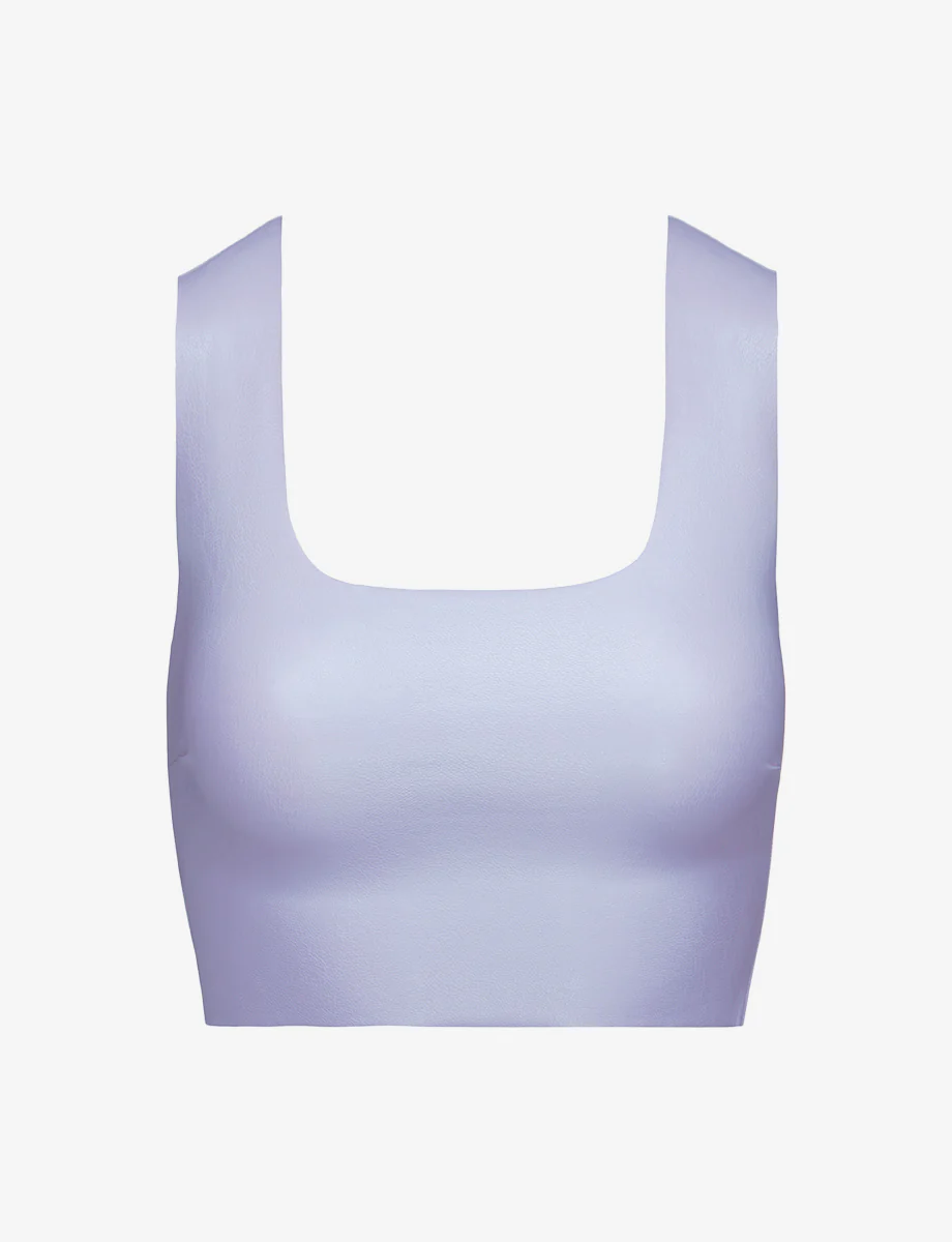 Faux Leather Squareneck Crop Top