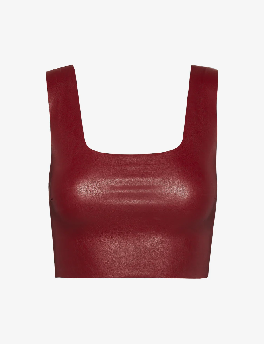 Faux Leather Squareneck Crop Top
