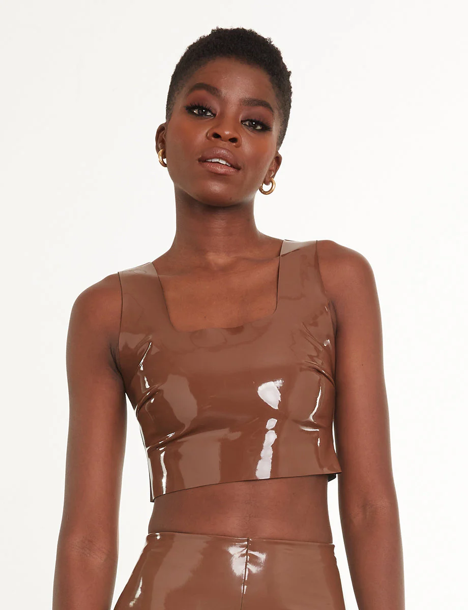 Faux Patent Leather Crop Top