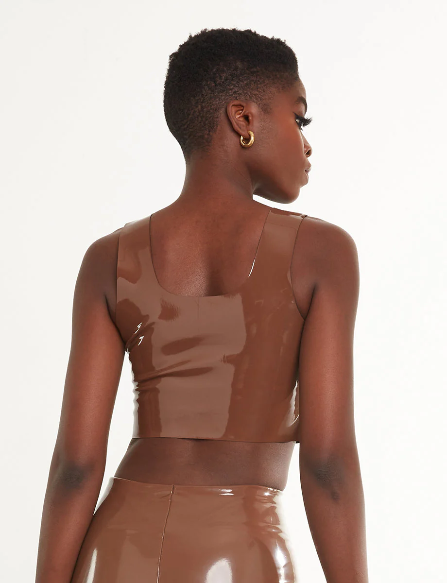 Faux Patent Leather Crop Top