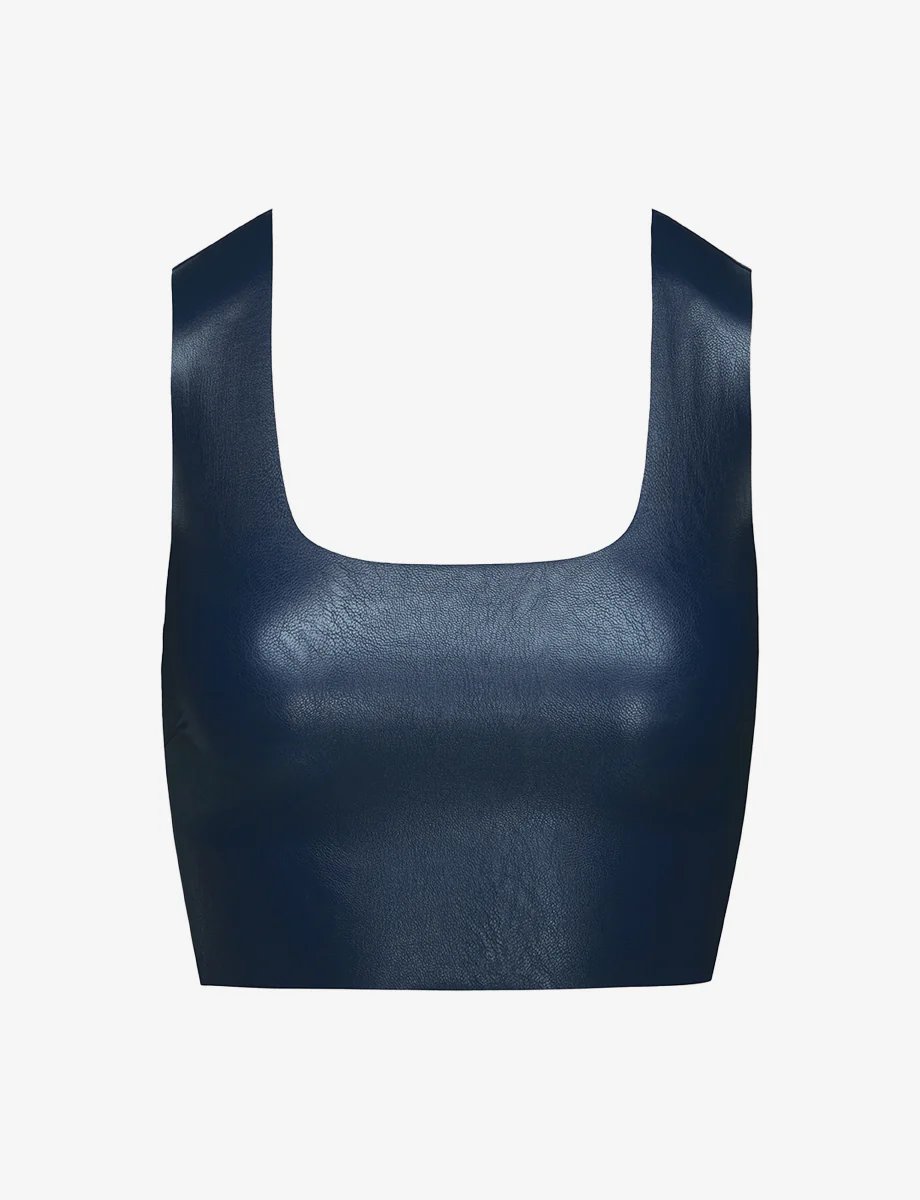 Faux Leather Squareneck Crop Top