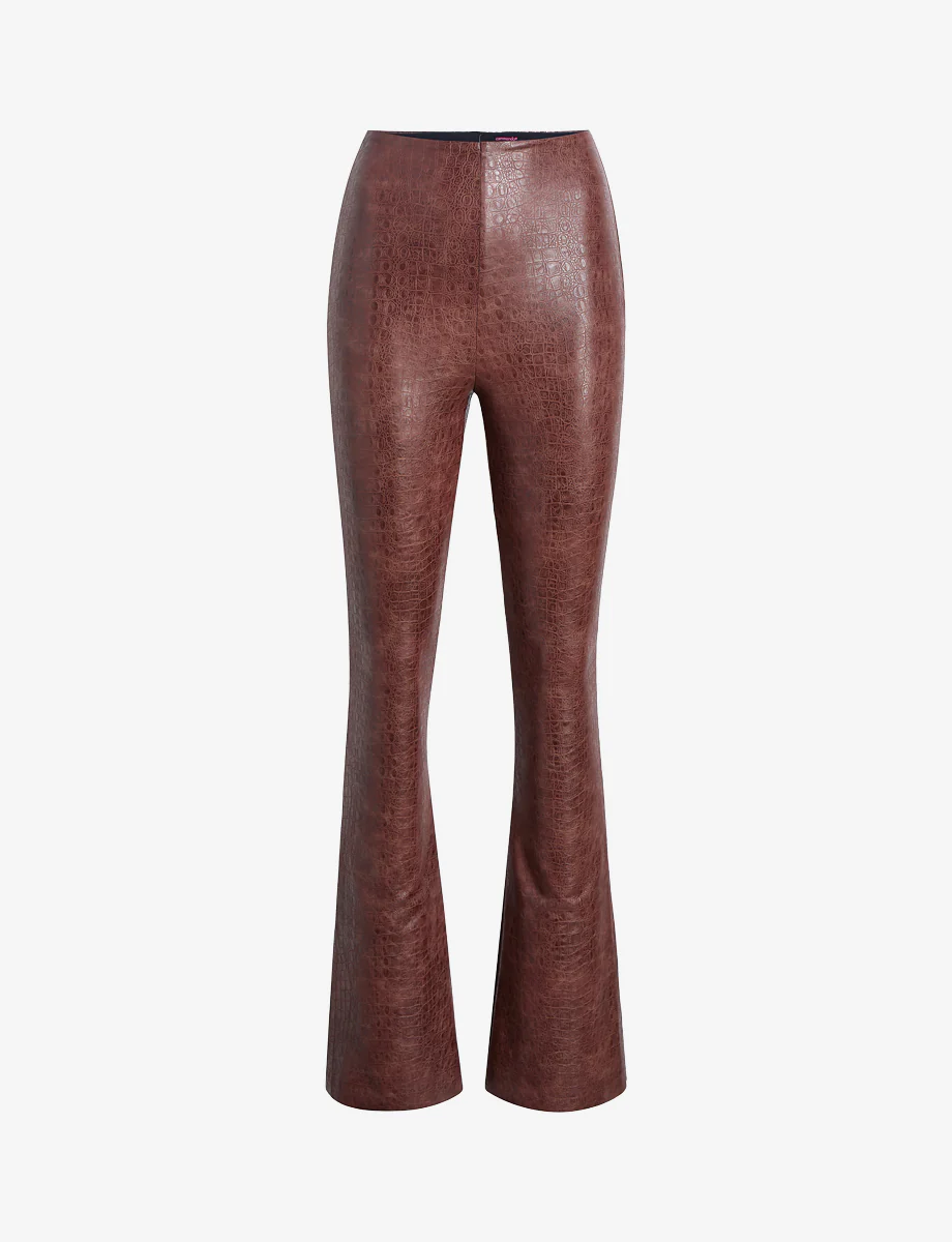 Faux Leather Animal Flared Legging