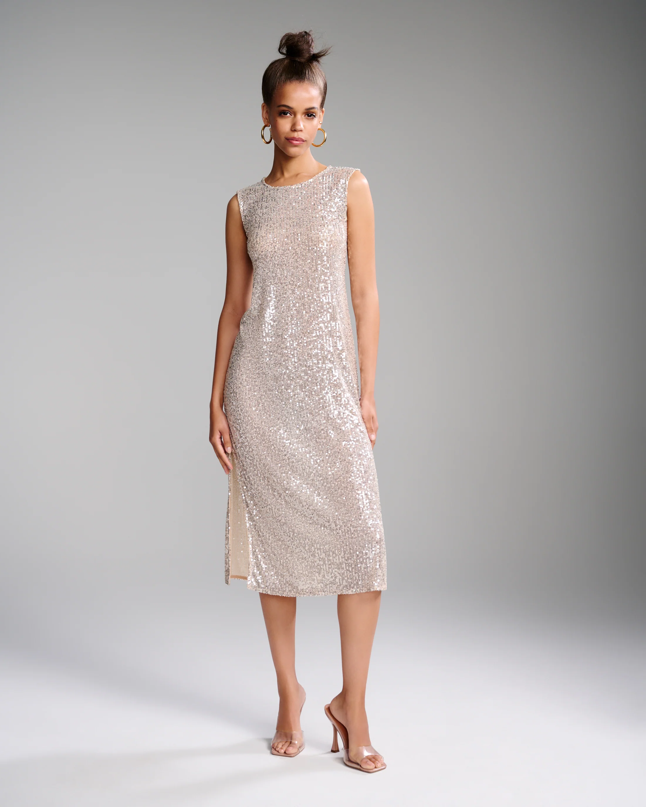 Sequin Mesh Midi Dress