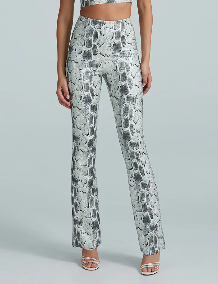 Faux Leather Animal Flared Legging