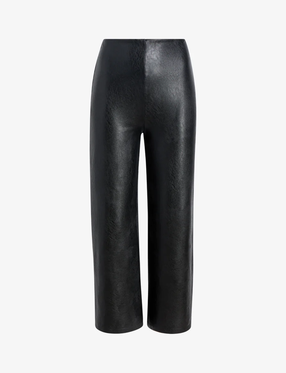 Faux Leather Cropped Wide Leg Pant