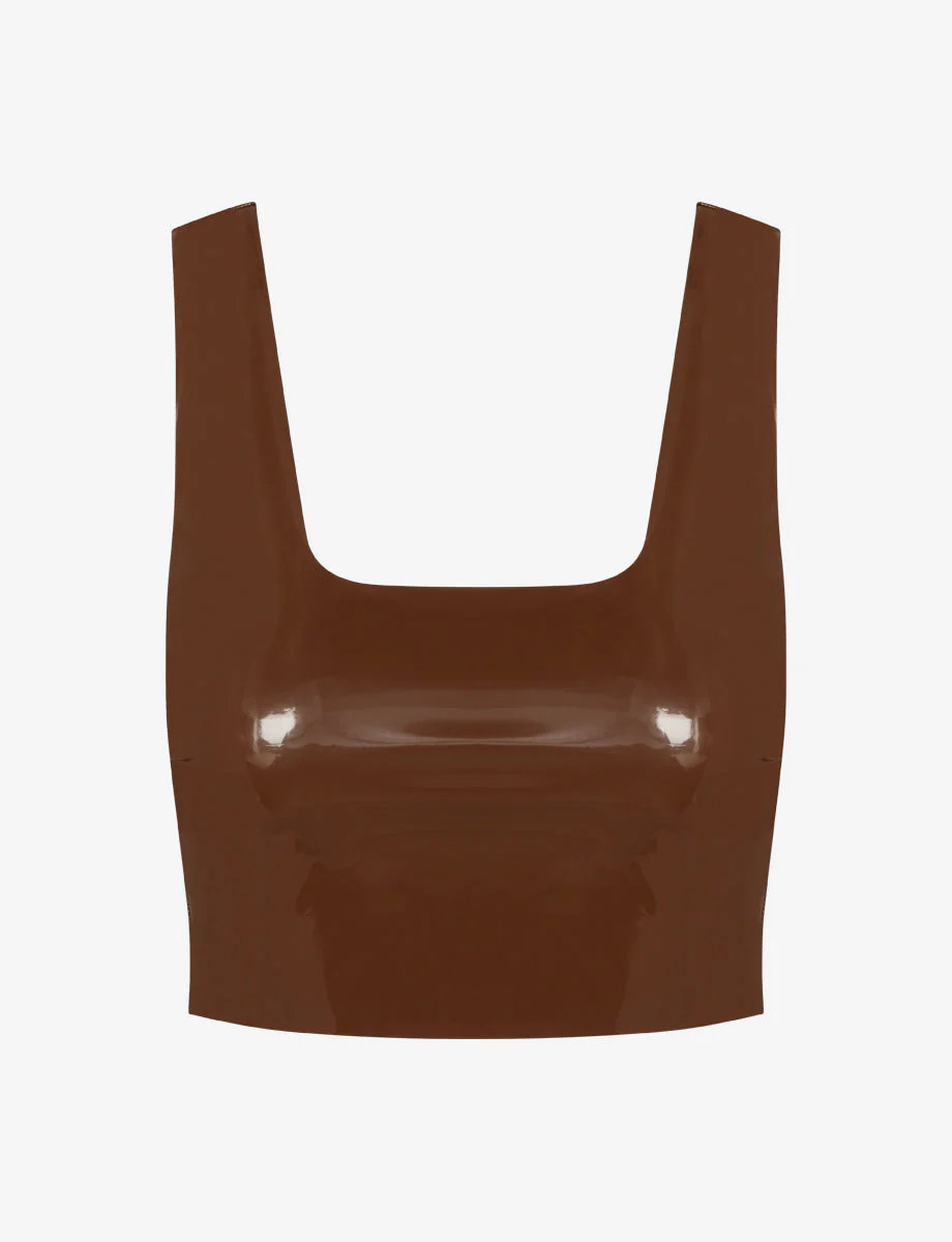 Faux Patent Leather Crop Top