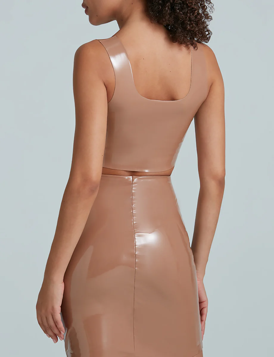 Faux Patent Leather Crop Top