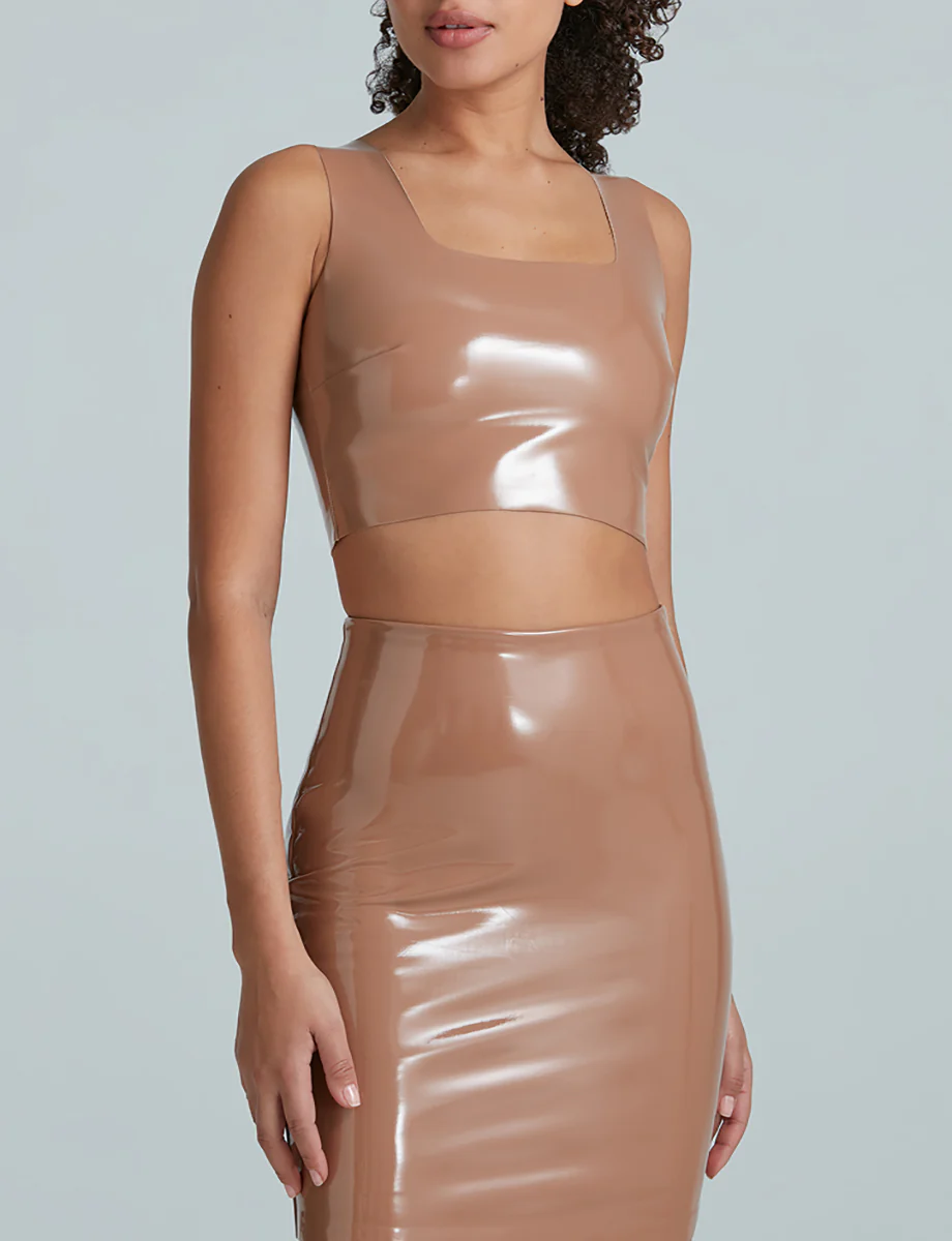 Faux Patent Leather Crop Top