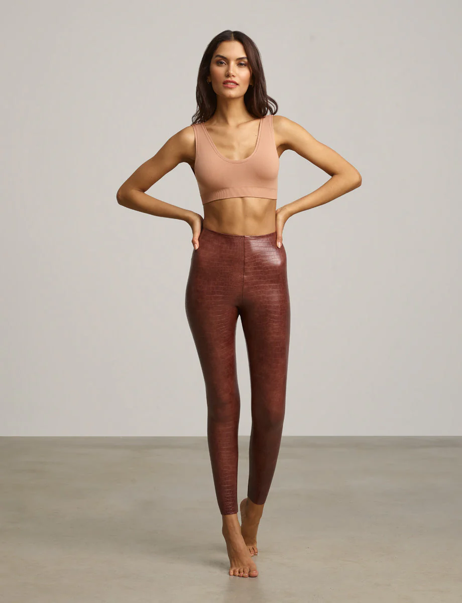 Faux Leather Animal Legging
