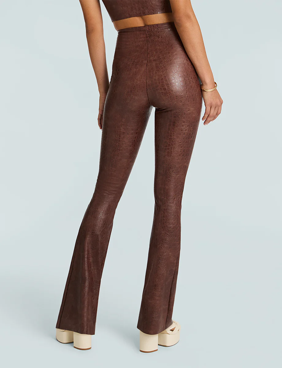 Faux Leather Animal Flared Legging