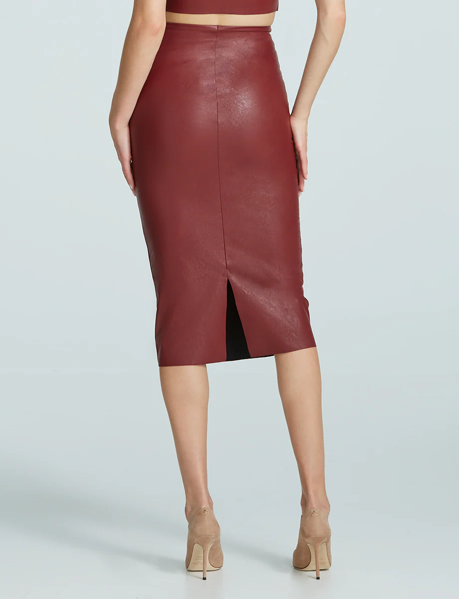 Faux Leather Midi Skirt