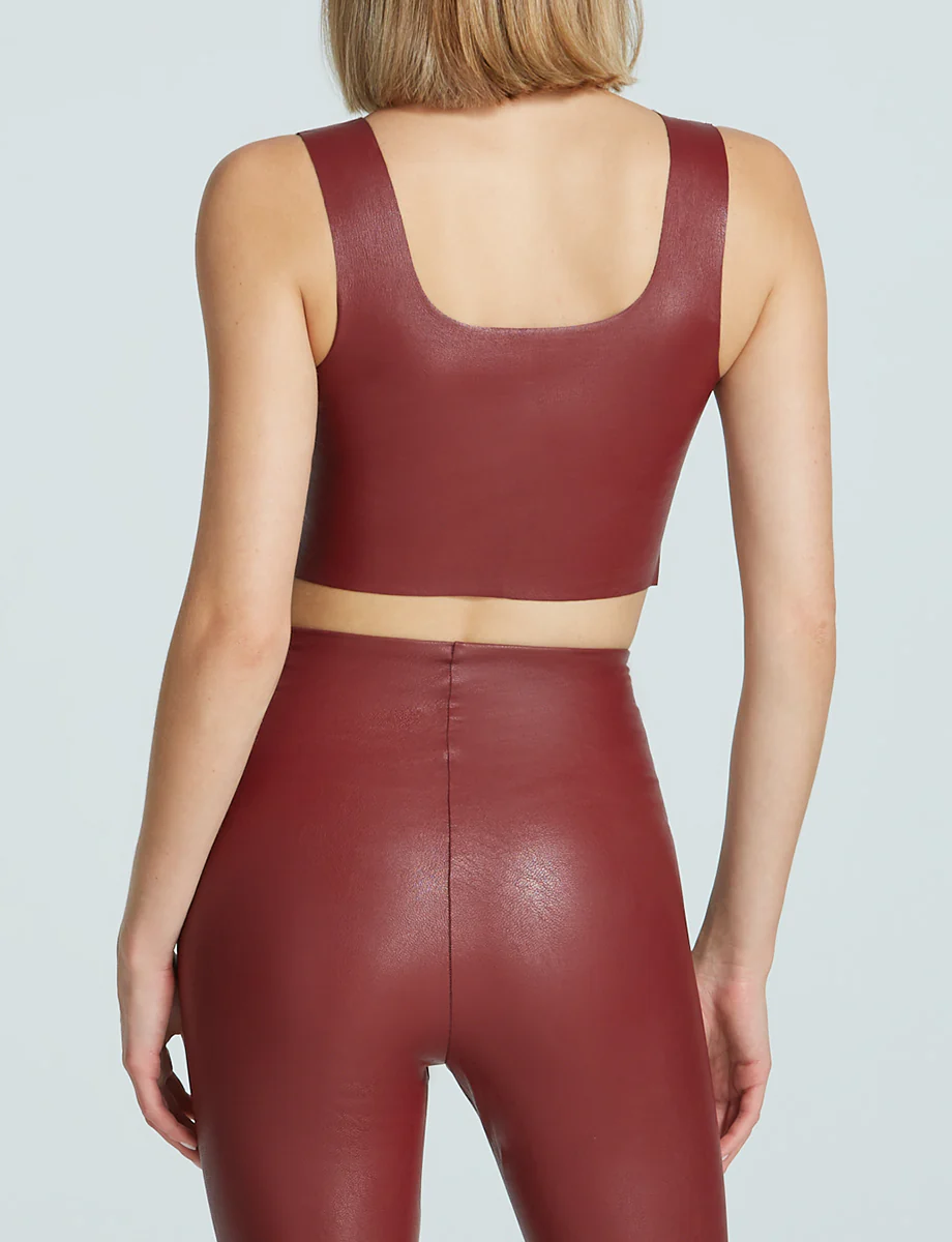 Faux Leather Squareneck Crop Top