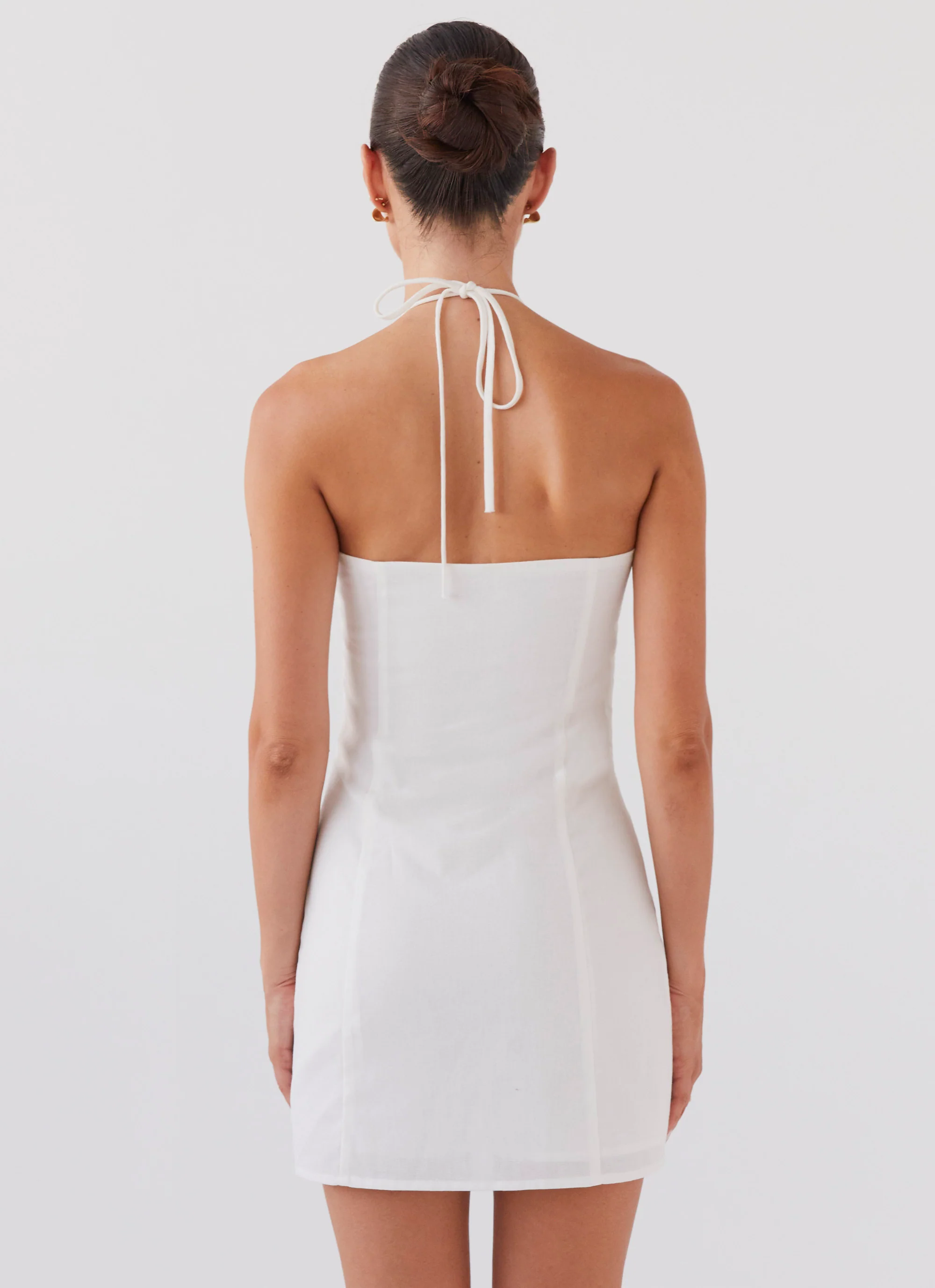 Island Echoes Linen Mini Dress - White