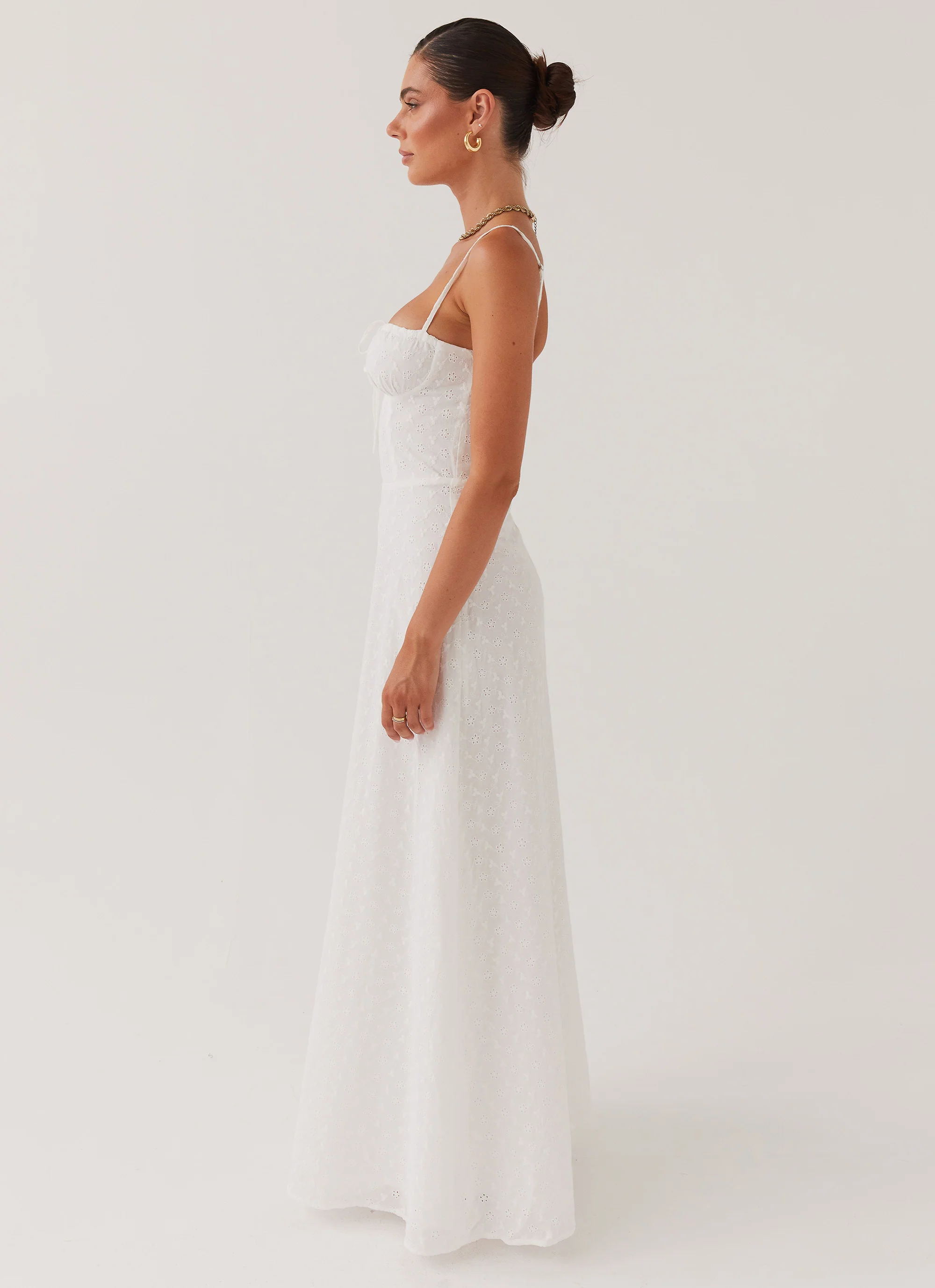 Elsie Broderie Maxi Dress - White