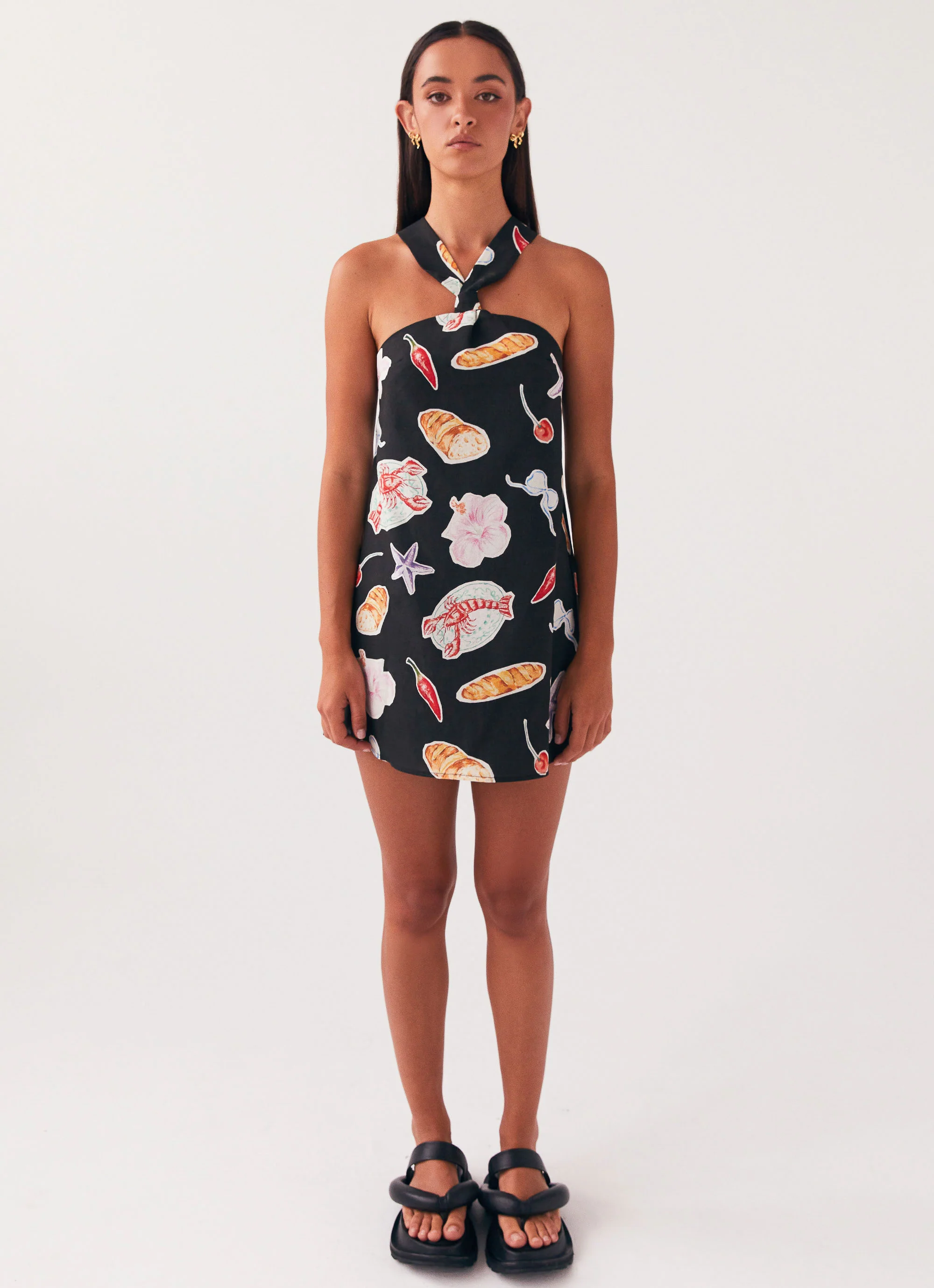 Keira Linen Mini Dress - Black Banchetto