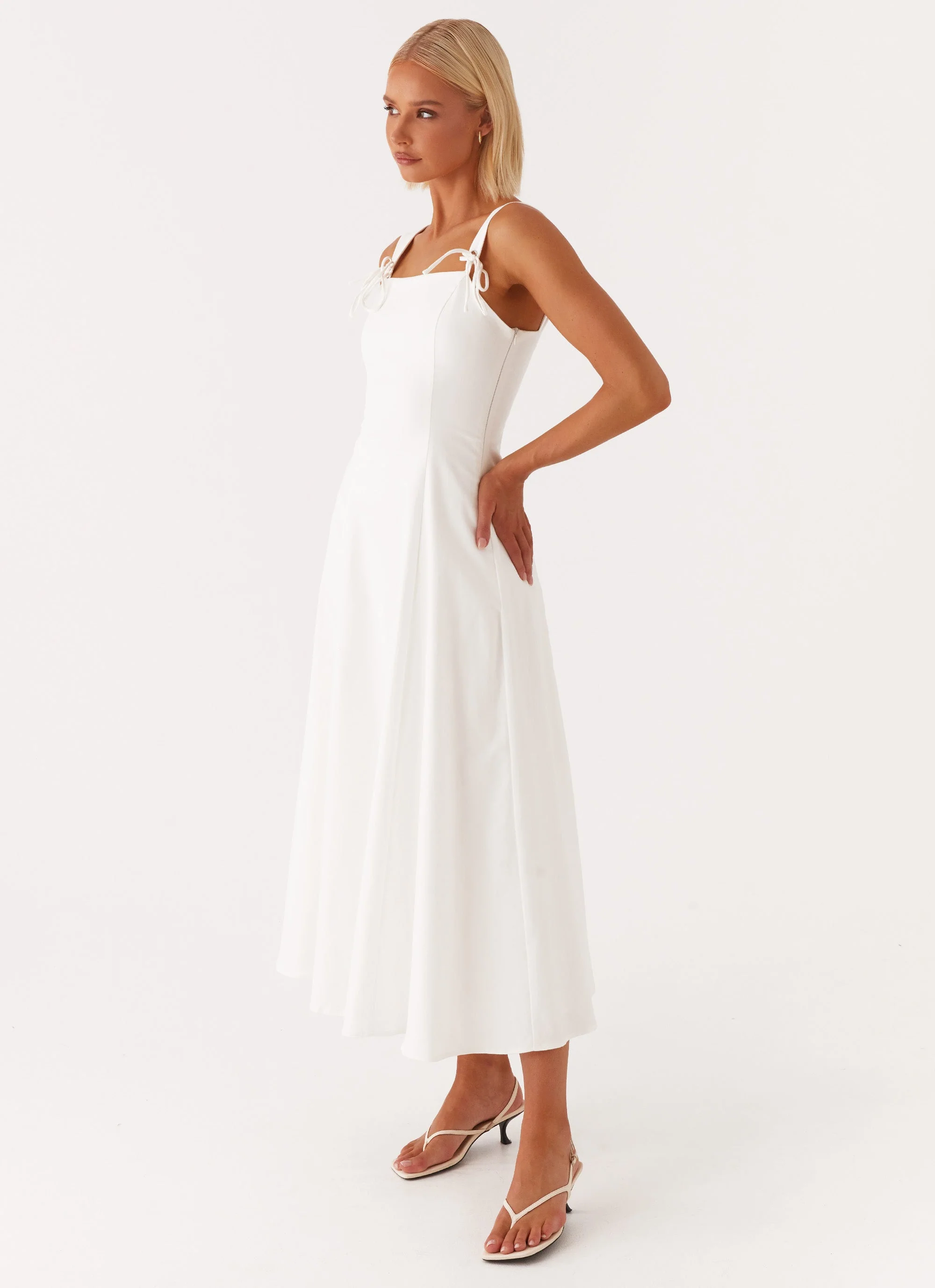Jamaya Tie Midi Dress - White