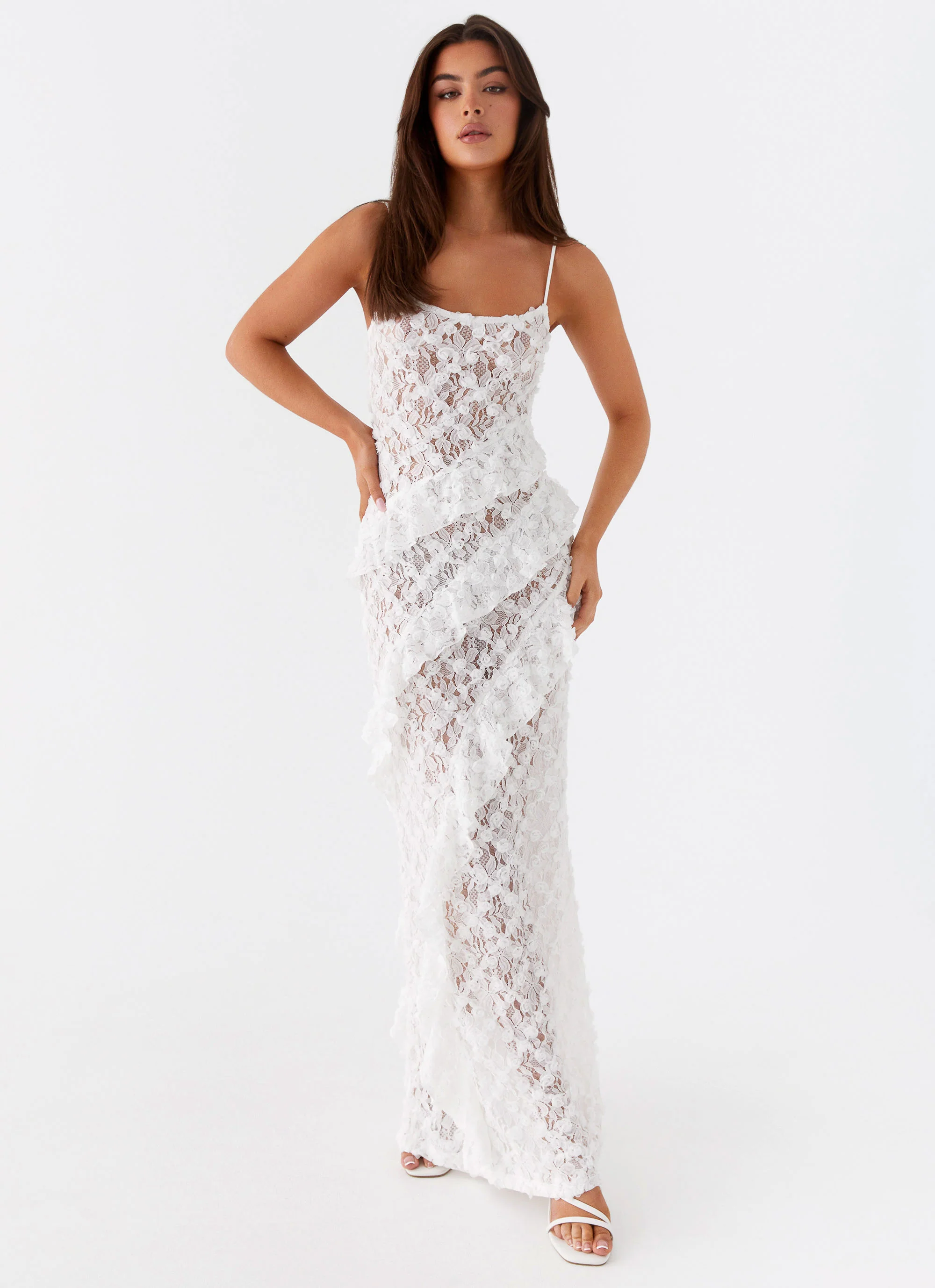 Sansone Frill Maxi Dress - White