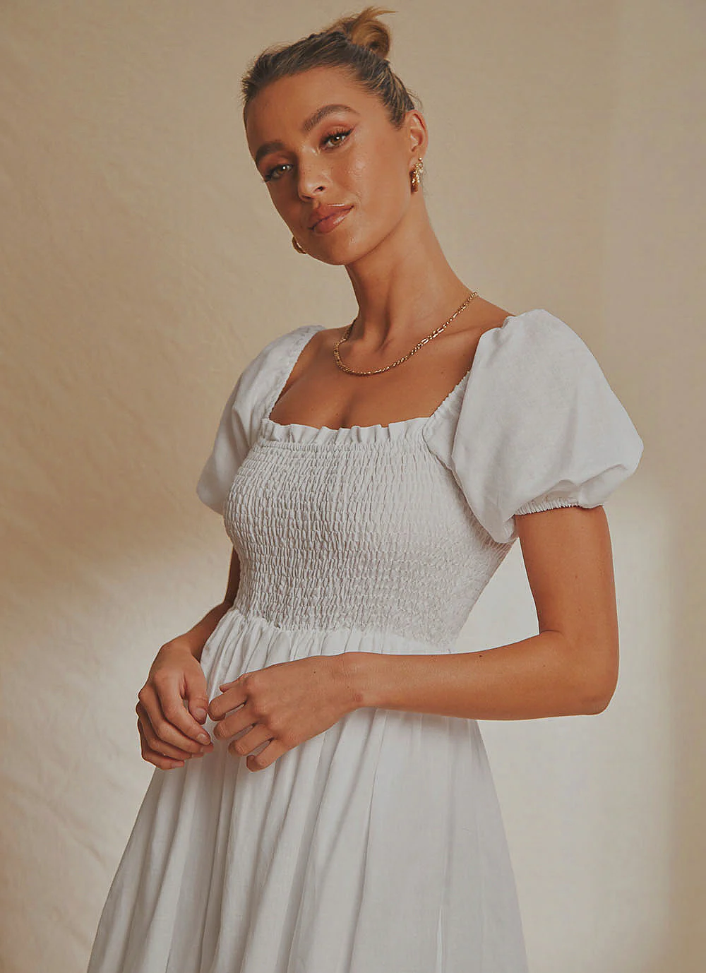 Florence Linen Maxi Dress - White