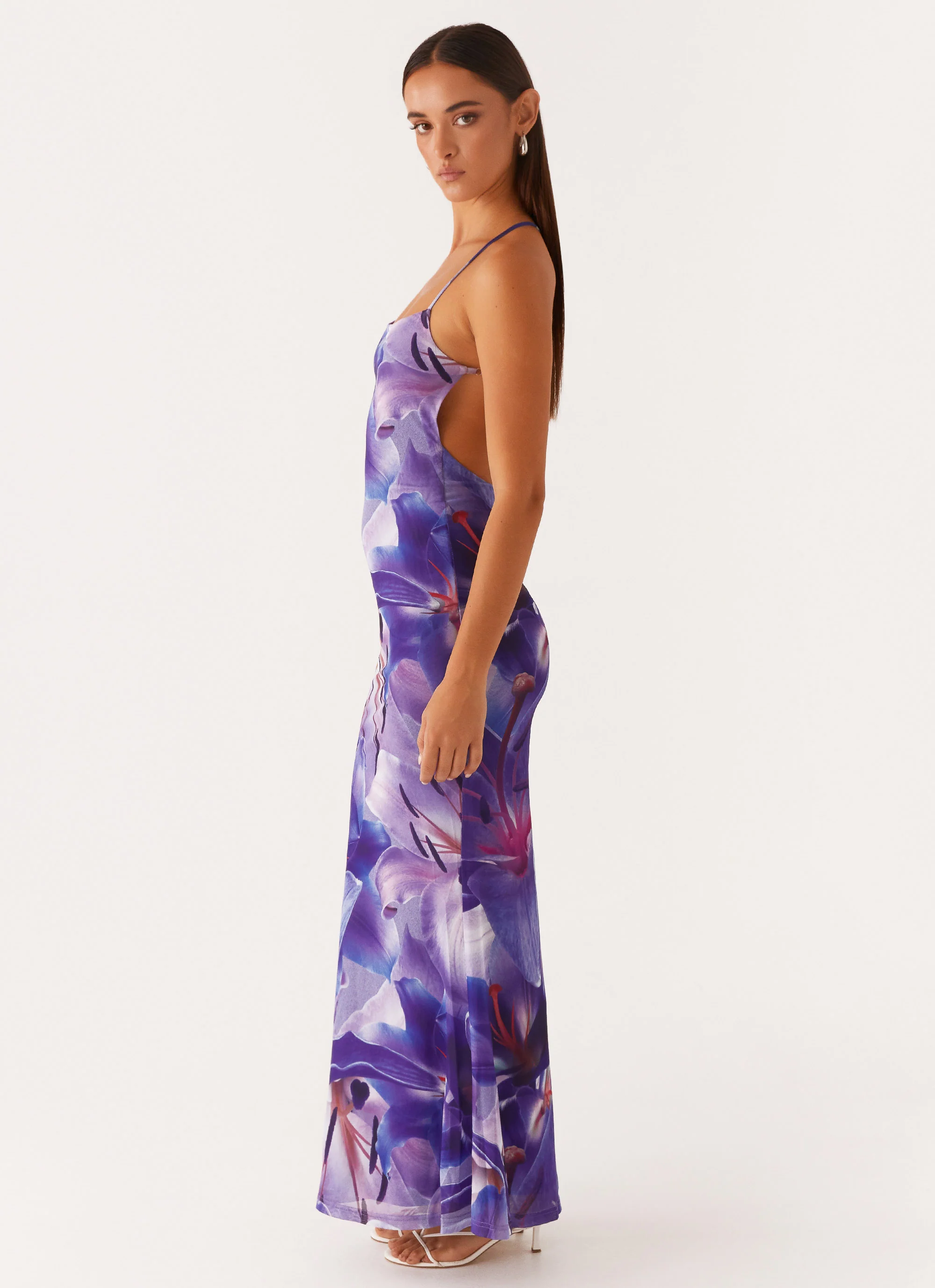 Livia Maxi Dress - Purple White Lilly