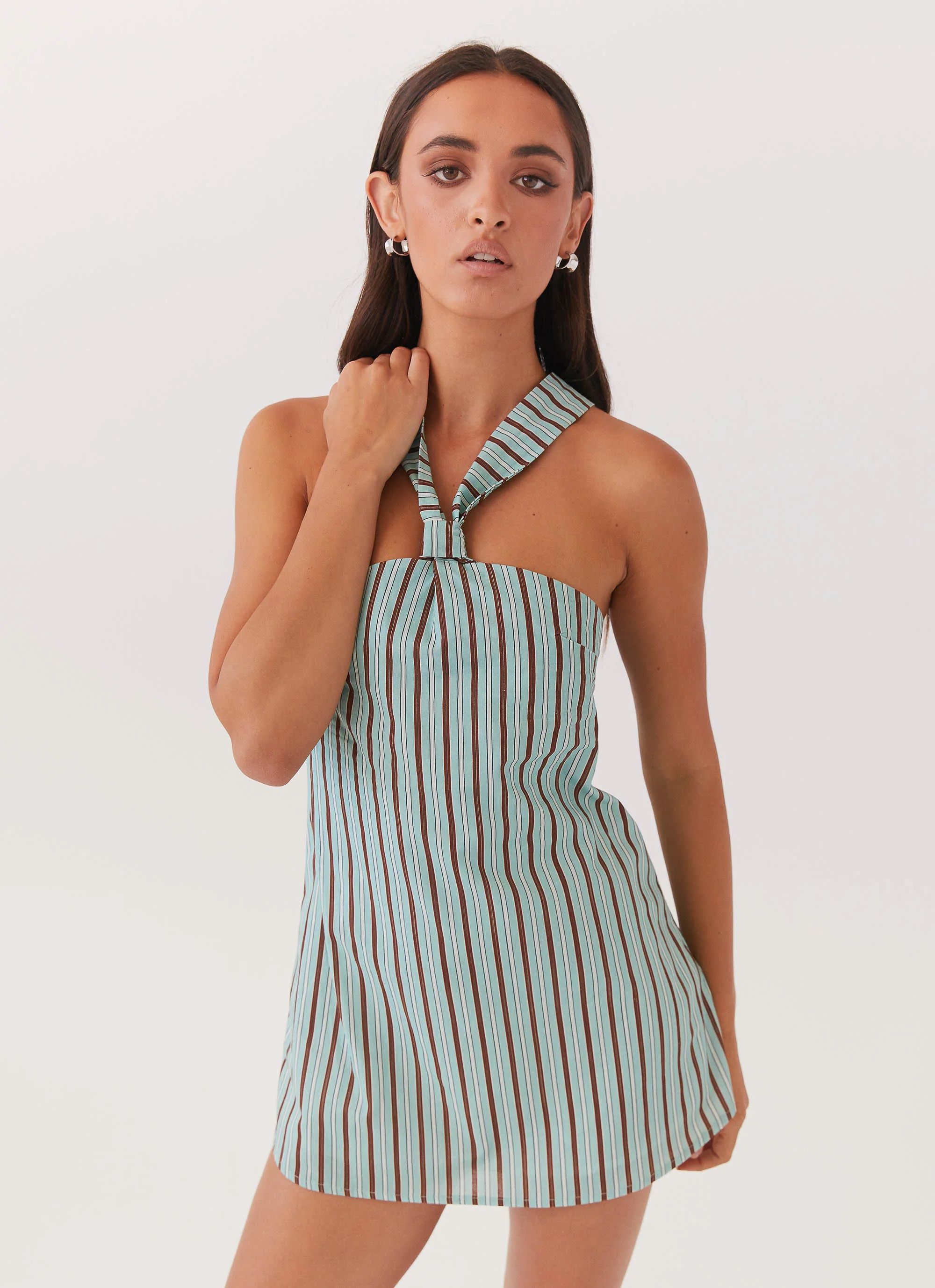 Keira Linen Mini Dress - Coastal Stripe