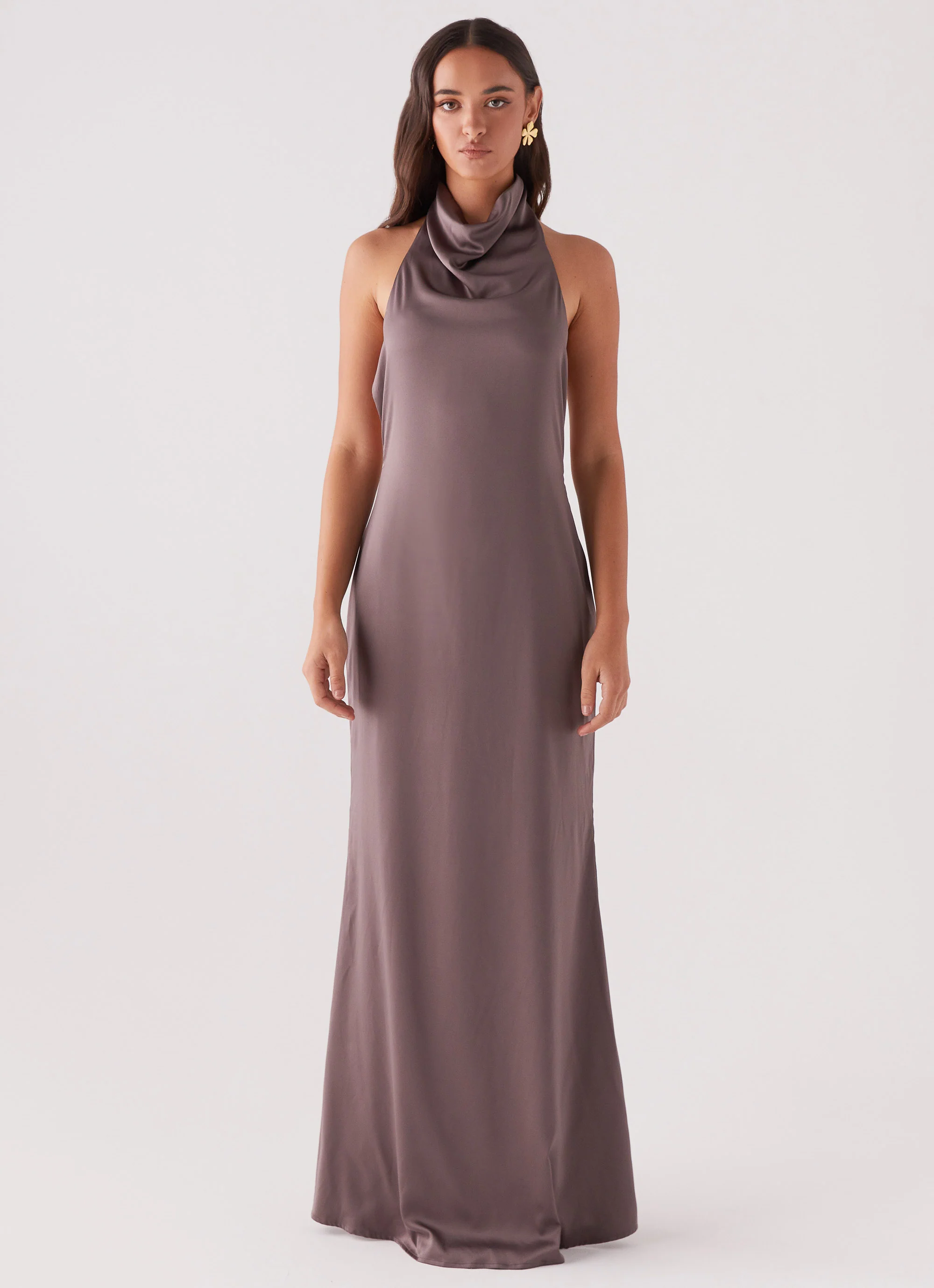 Wynn Satin Maxi Dress - Chocolate