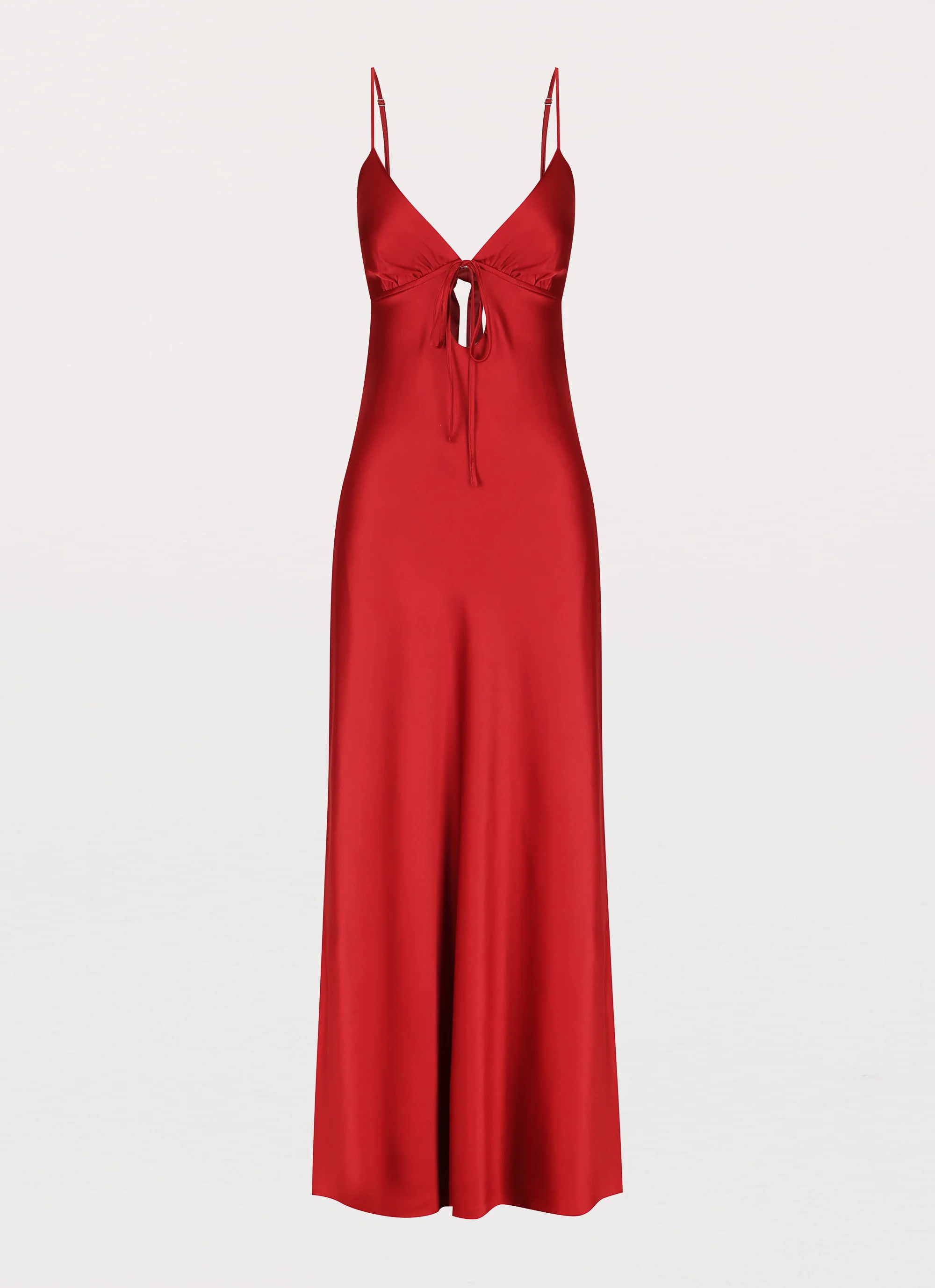 Flora Satin Maxi Dress - Cherry