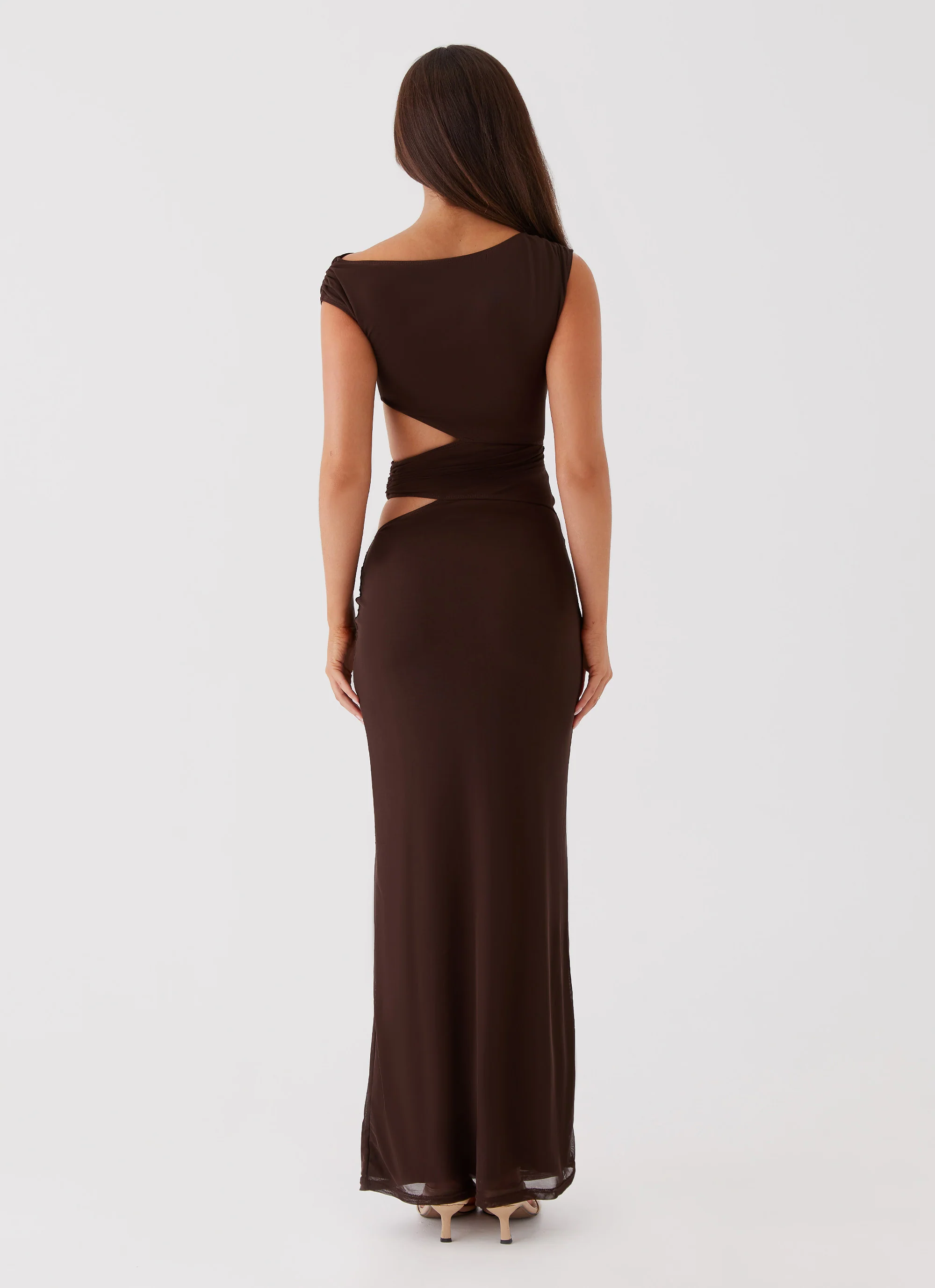 Margot One Shoulder Maxi Dress - Chocolate