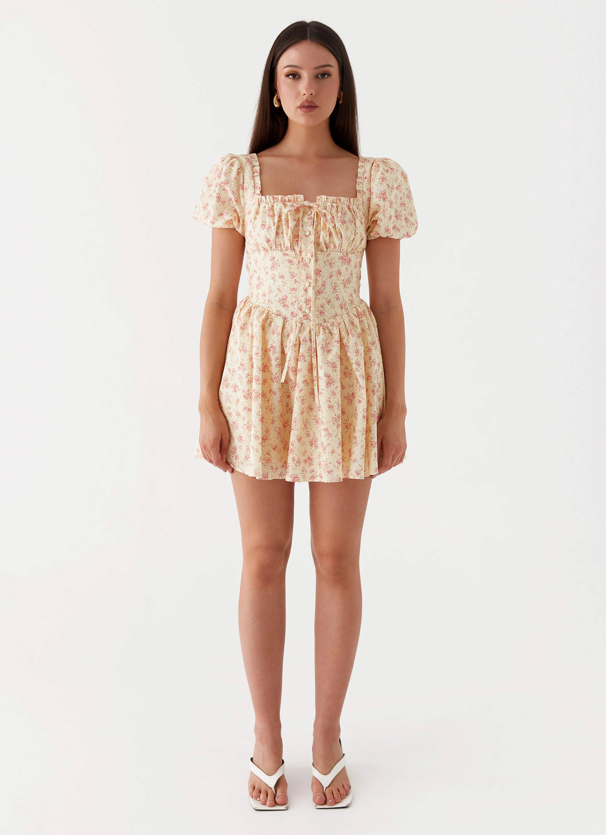 Mila Mini Dress - Yellow Ditsy Floral