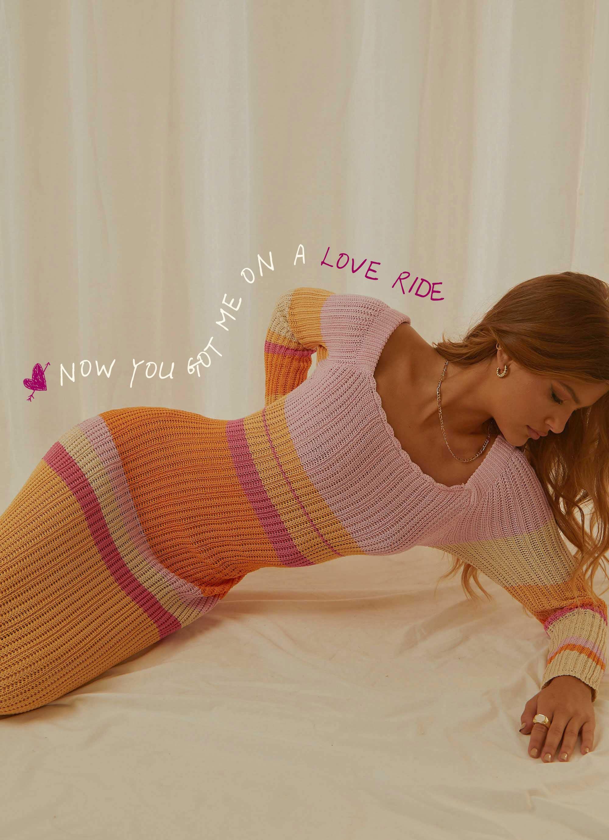 Love Ride Crochet Maxi Dress - Sunset Stripe