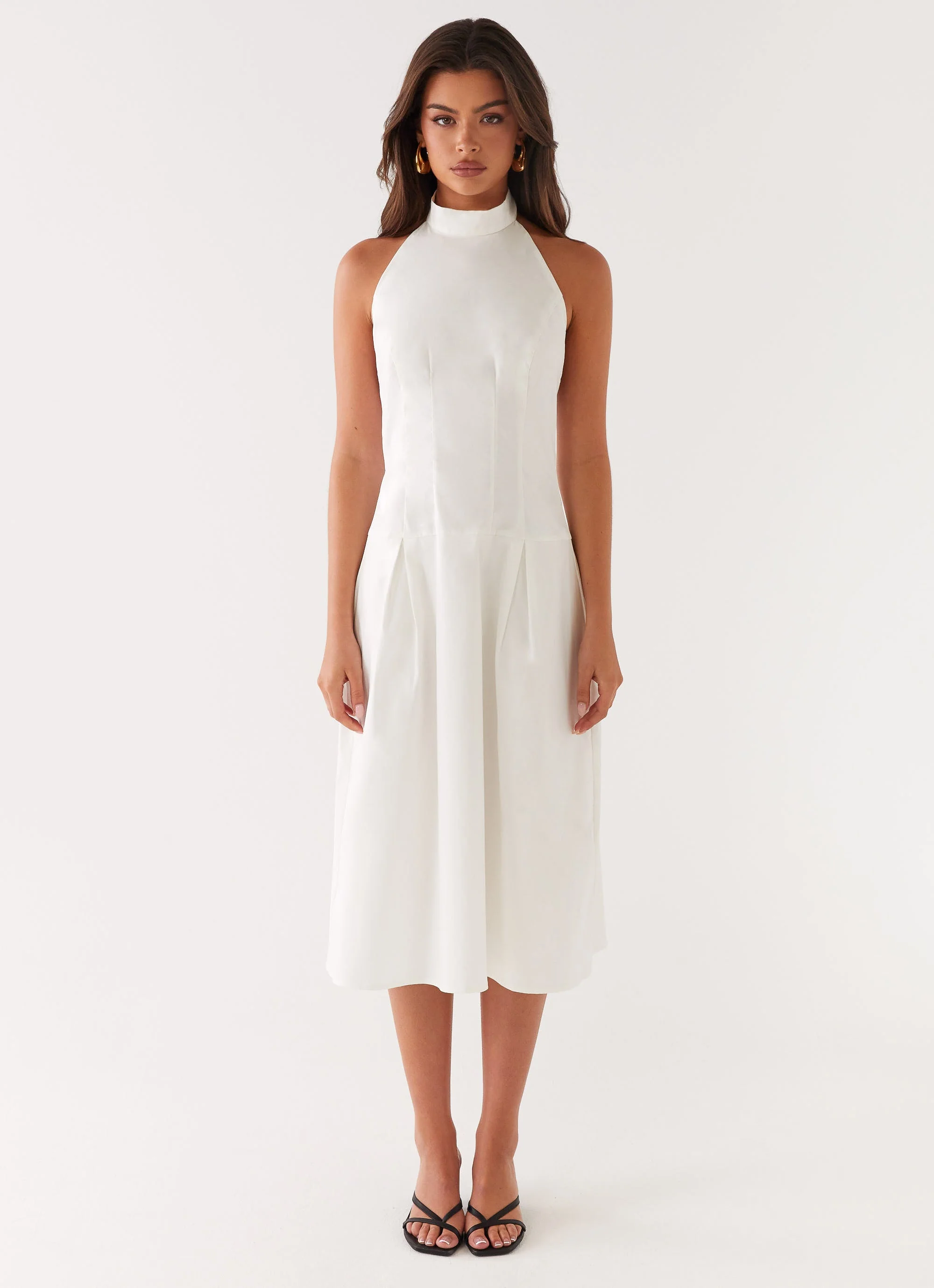 Calla Halter Midi Dress - White