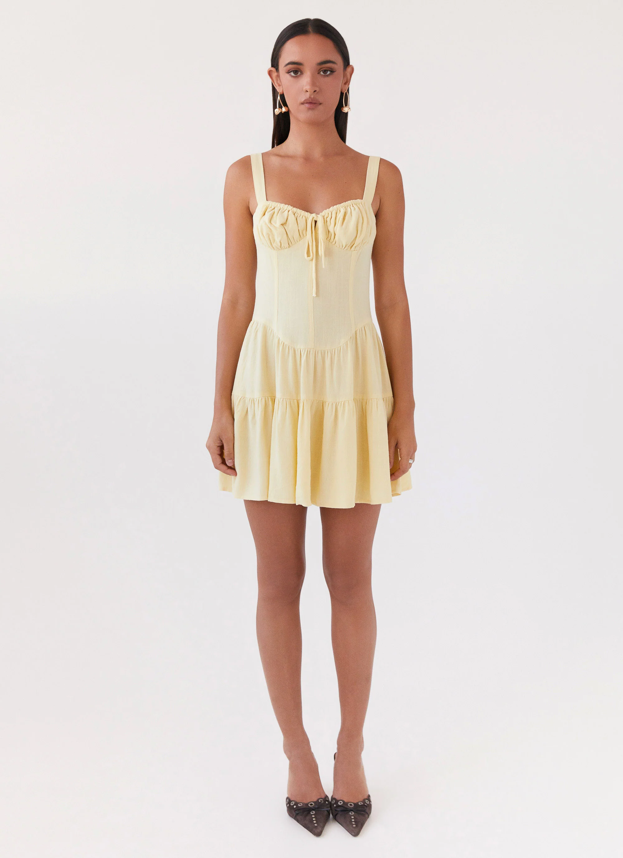 Lucie Linen Mini Dress - Yellow